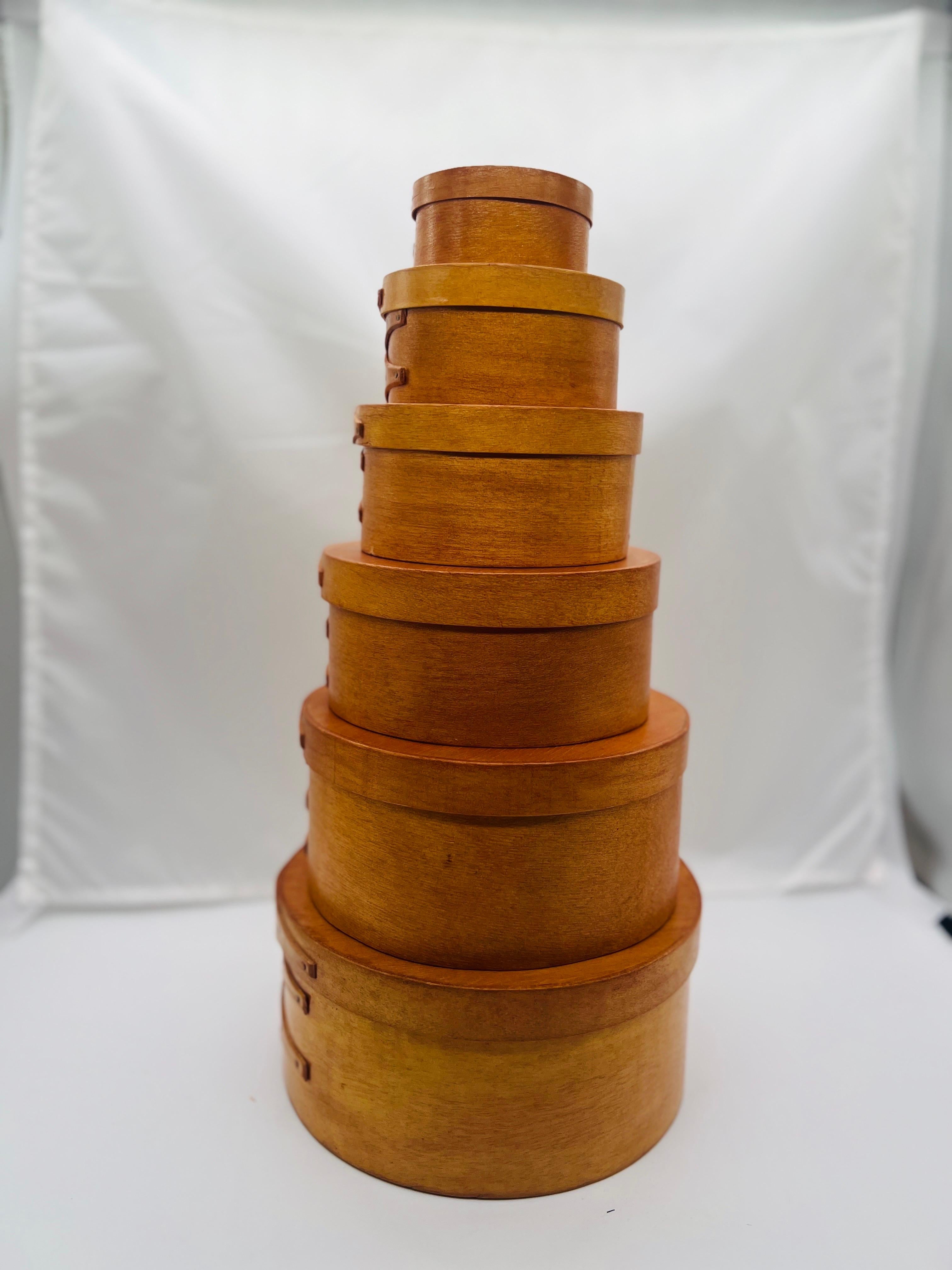 American 6 Pc, Vintage Maple Stacked Set of Shaker Nesting Boxes