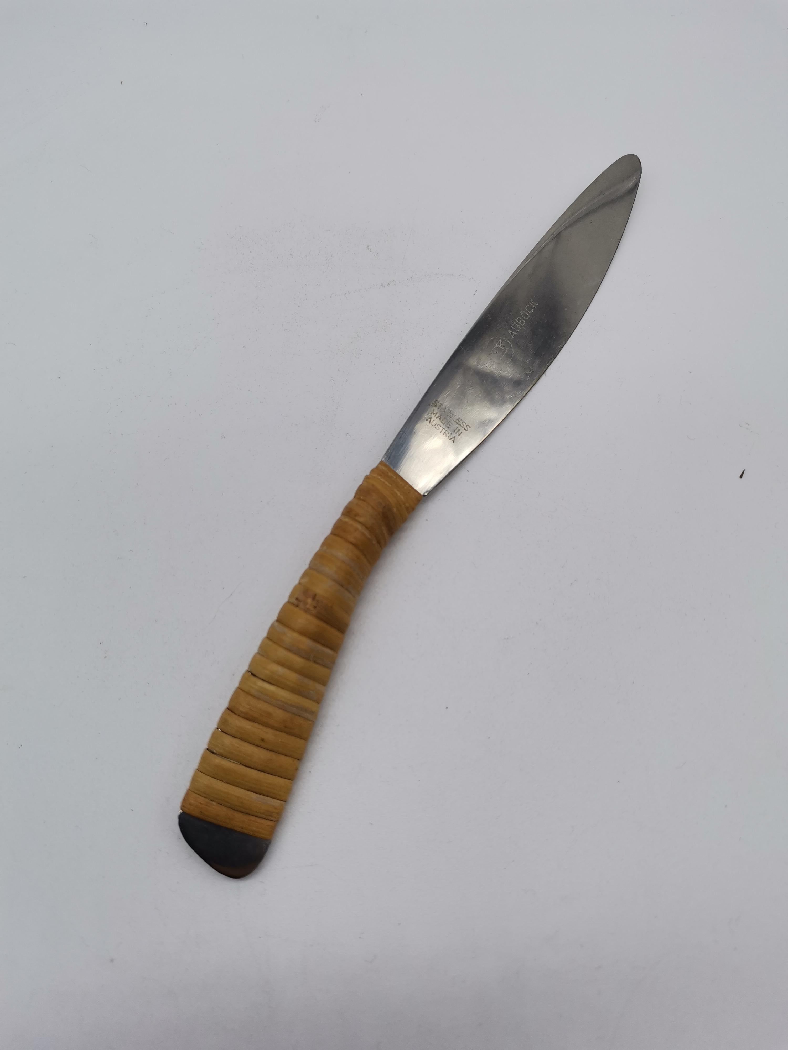 Autrichien 6 pièces. Couteaux à couverts, acier inoxydable et bois, Carl Aubck, Vienne, Autriche en vente