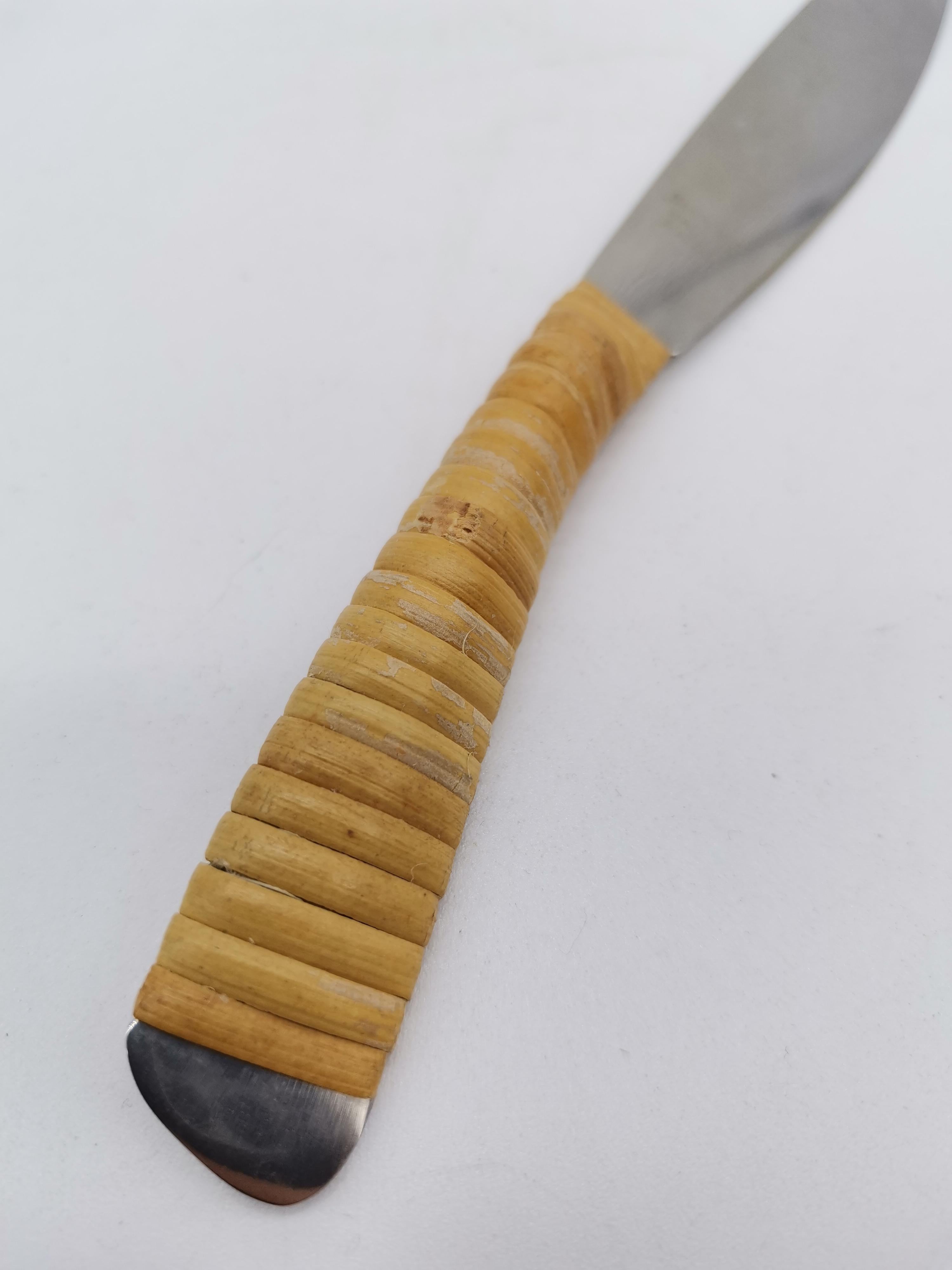 Milieu du XXe siècle 6 pièces. Couteaux à couverts, acier inoxydable et bois, Carl Aubck, Vienne, Autriche en vente