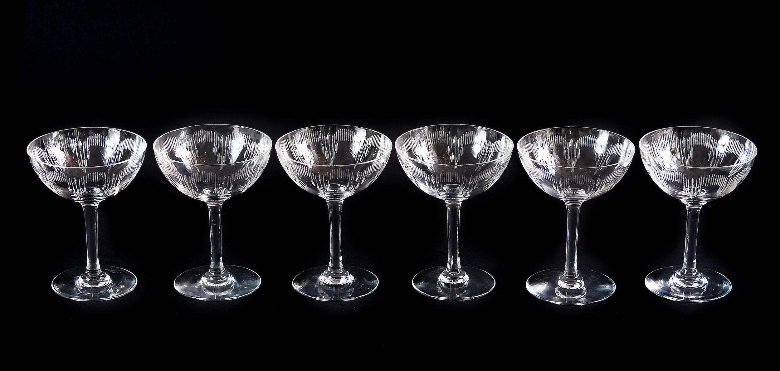 Juego de 6 copas de champán de cristal Baccarat 