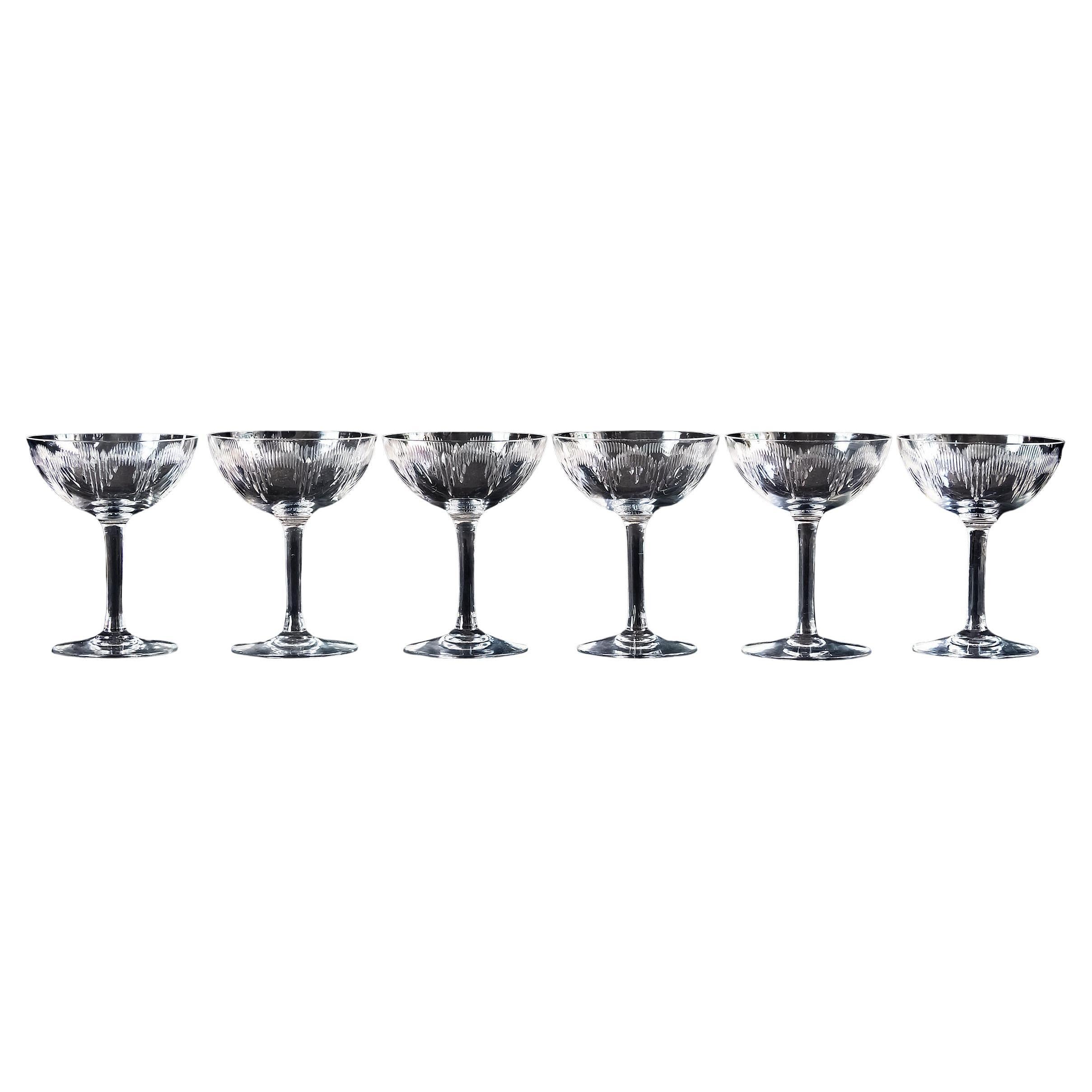 6 Piezas Juego de Copas de Champán de Cristal Baccarat "Moliere" de 1916-1936
