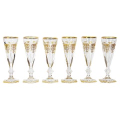 Vintage 6 Pcs. Set of Baccarat Harcourt Empire Collection Crystal Champagne Flutes