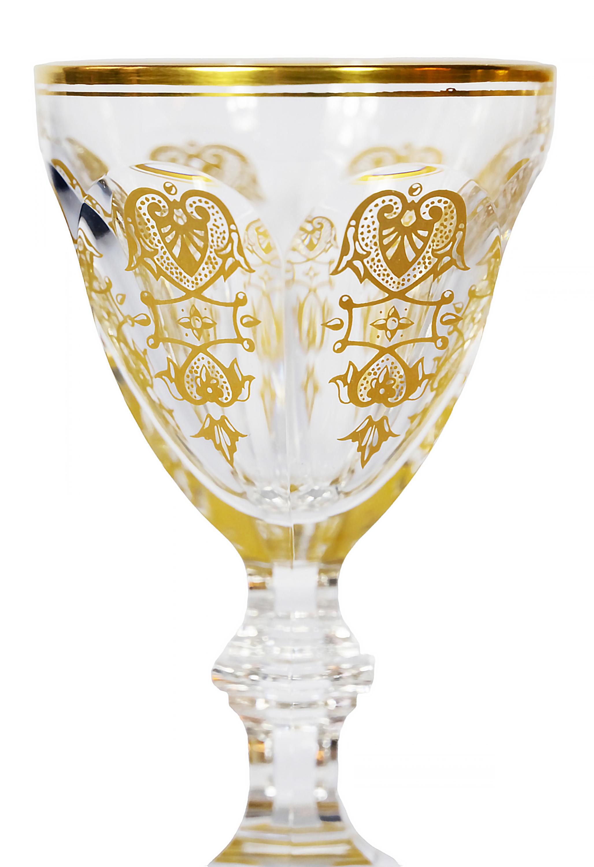 French 6 Pcs. Set of Baccarat Harcourt Empire Collection Crystal Wine Glasses For Sale