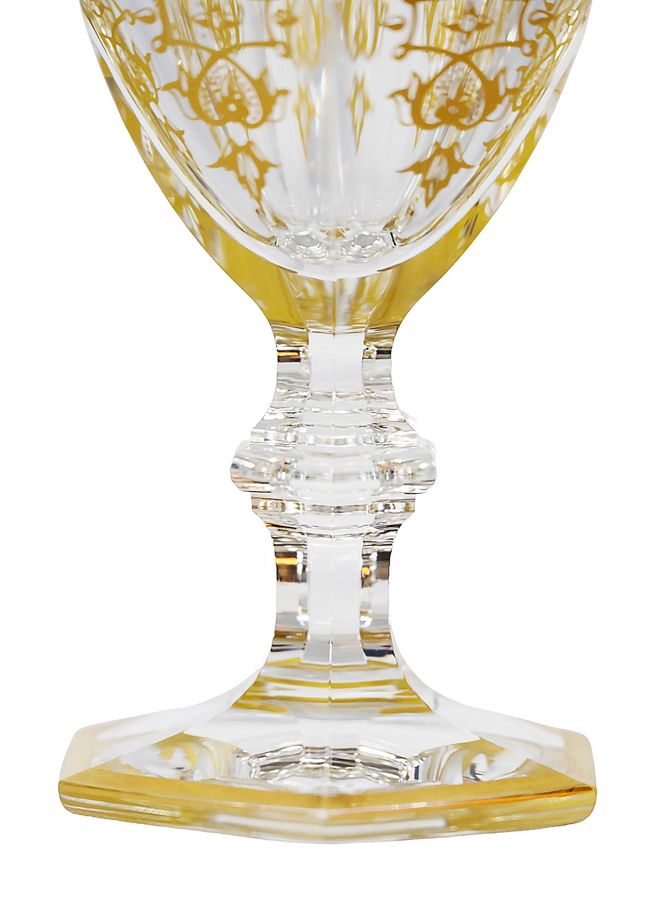 Gilt 6 Pcs. Set of Baccarat Harcourt Empire Collection Crystal Wine Glasses For Sale