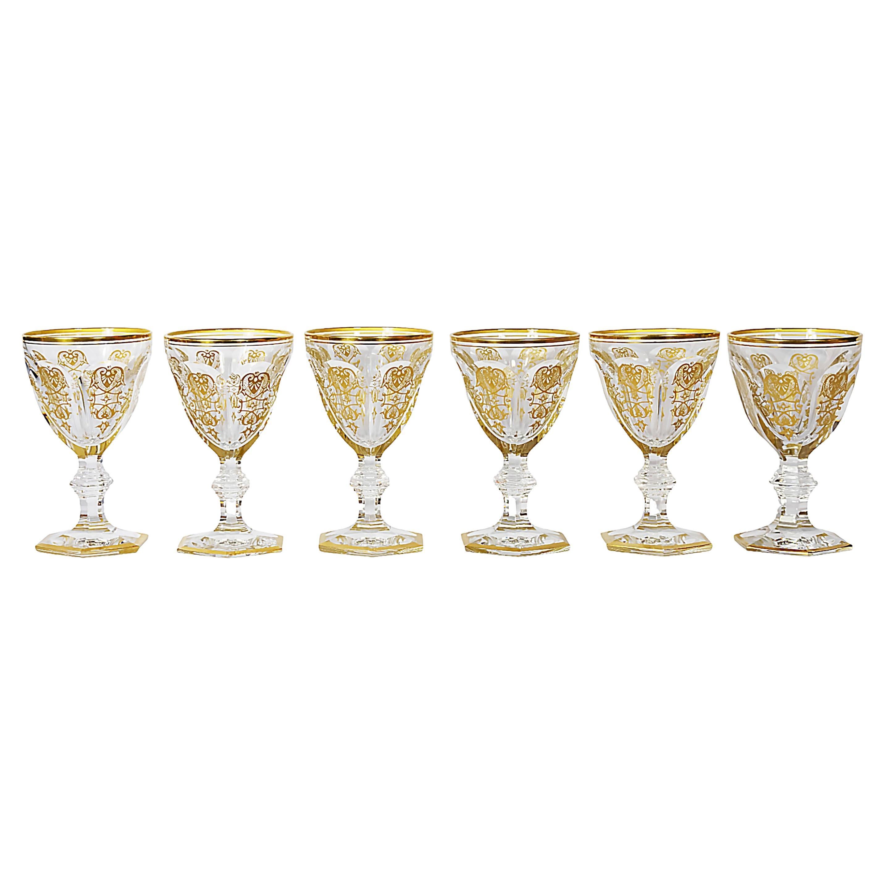 6 Pcs. Set of Baccarat Harcourt Empire Collection Crystal Wine Glasses