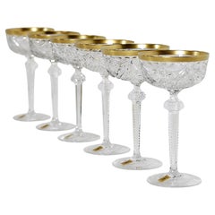 6 Pcs. Set of Gilt Cut Crystal Champagne Coupes by Ichendorf Dorotheen Hütte