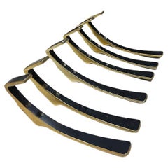 6 Pcs. Wall Hooks, Brass Blackened, Hertha Baller, Vienna Austria