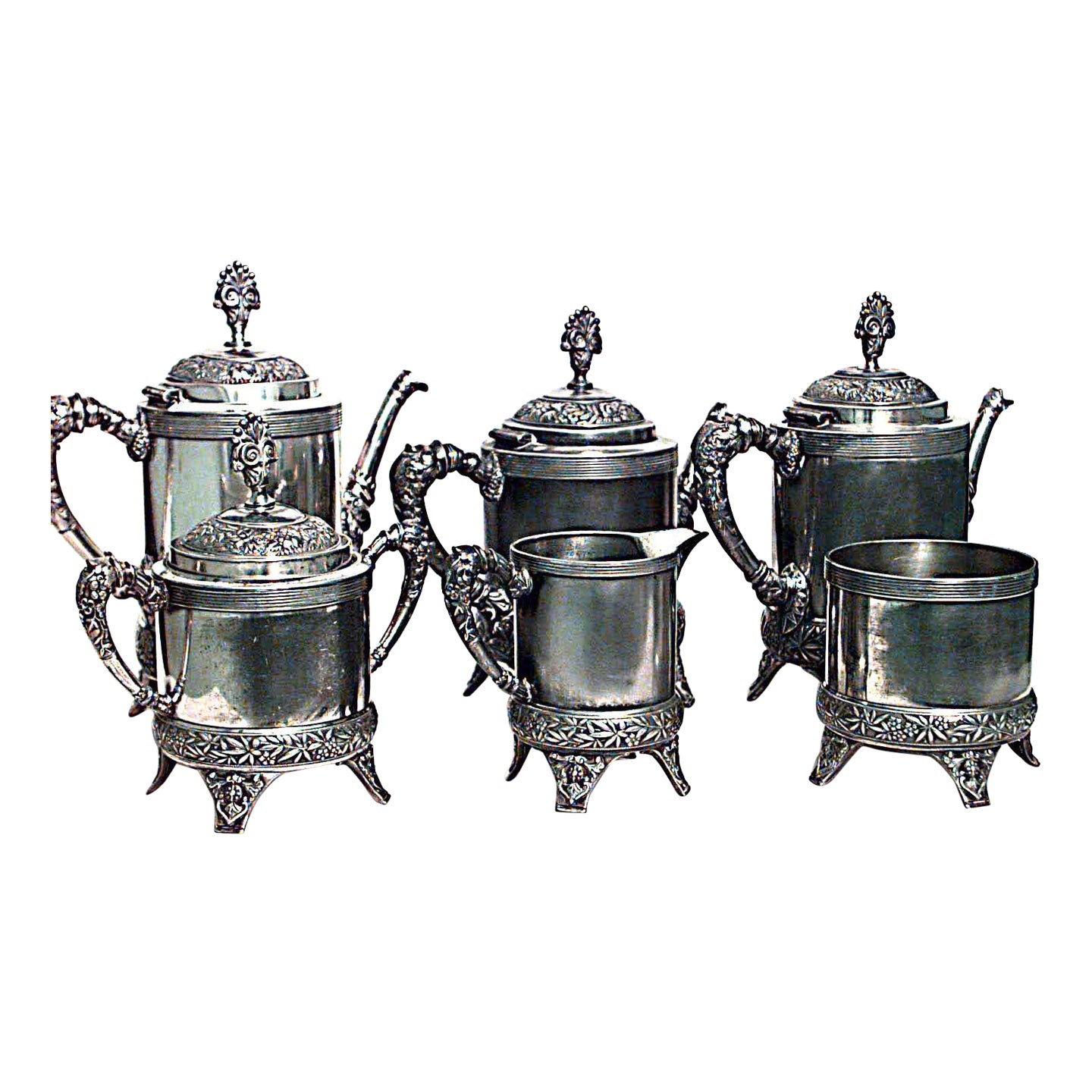 6-Piece American Victorian Silver Plate Meridian Tea Set im Angebot