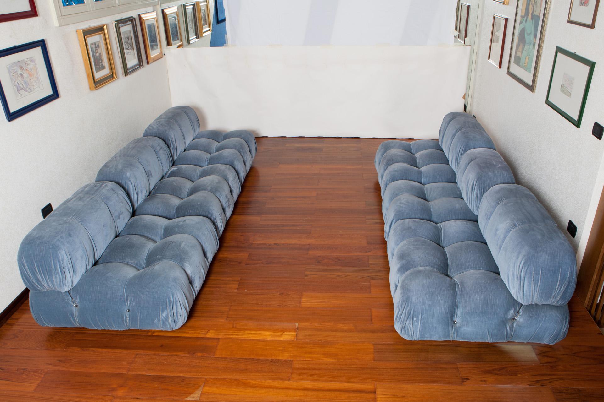 Mid-Century Modern 6-Piece Blue Camaleonda Sofa by Mario Bellini for B&B Italia