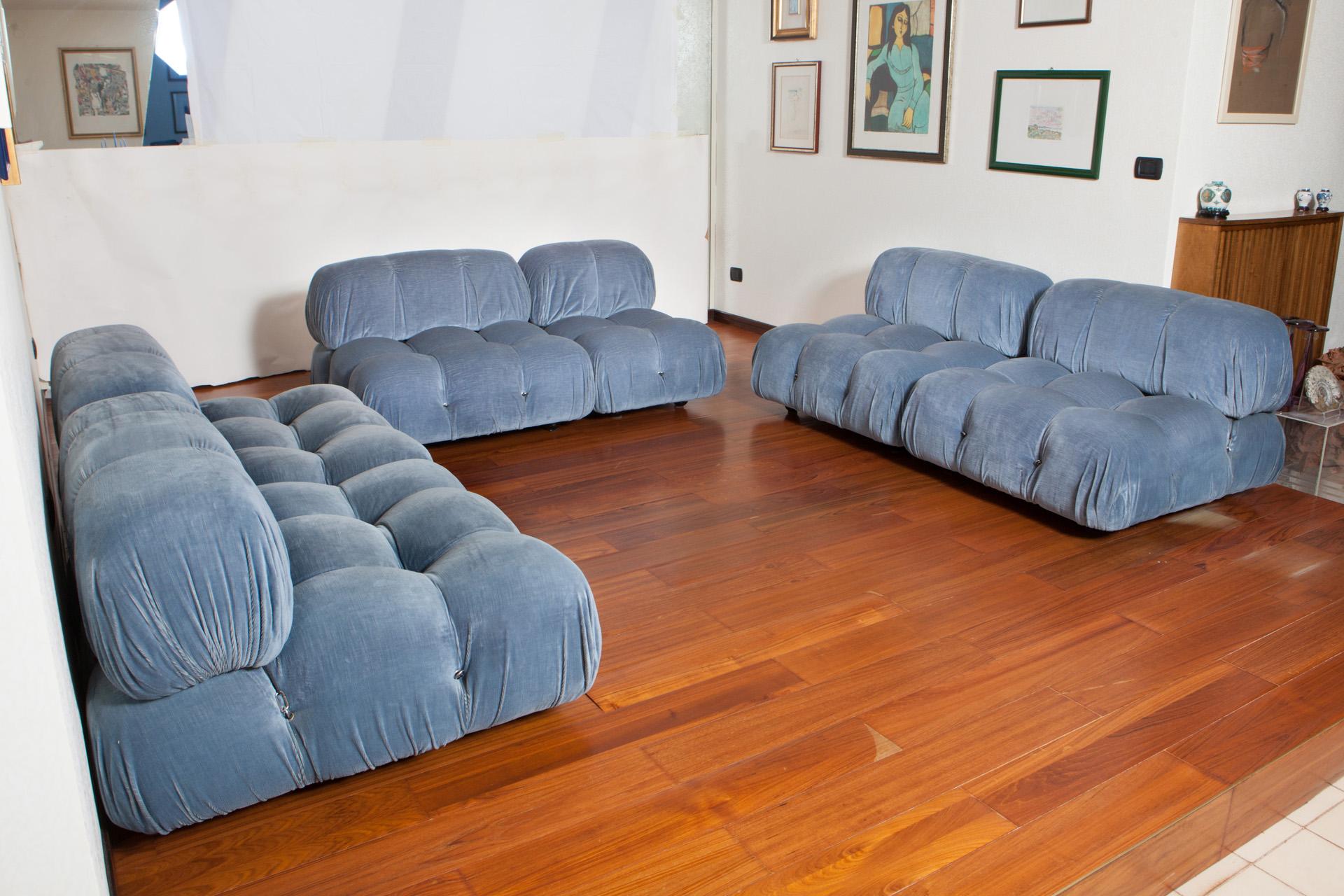 Italian 6-Piece Blue Camaleonda Sofa by Mario Bellini for B&B Italia