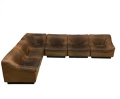 6-teiliges De Sede „DS 46“ Ecksofa aus Leder mit Schweizer Halsausschnitt, 1970er Jahre