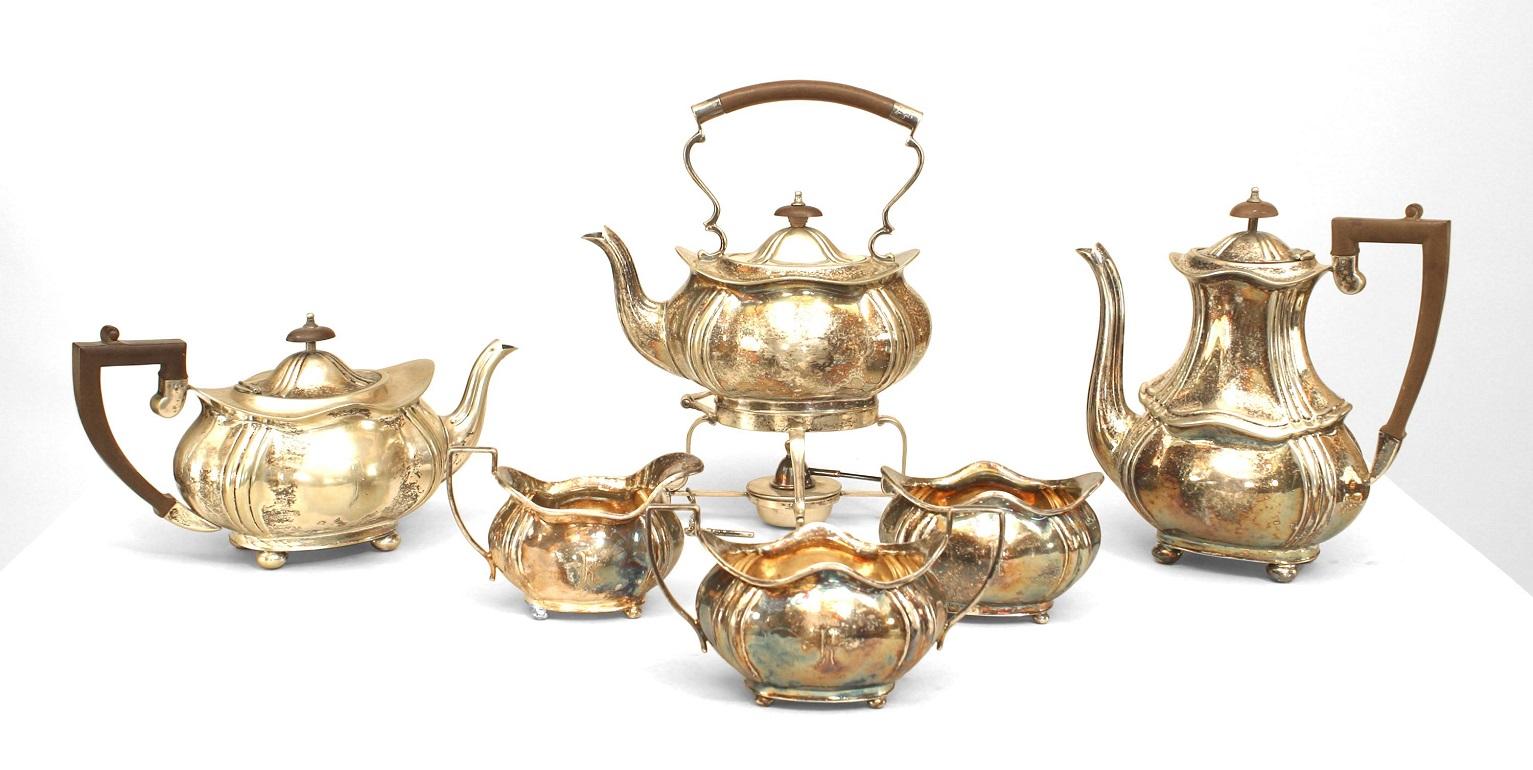 British 6 Piece English Victorian Silver Plate Tea Set For Sale