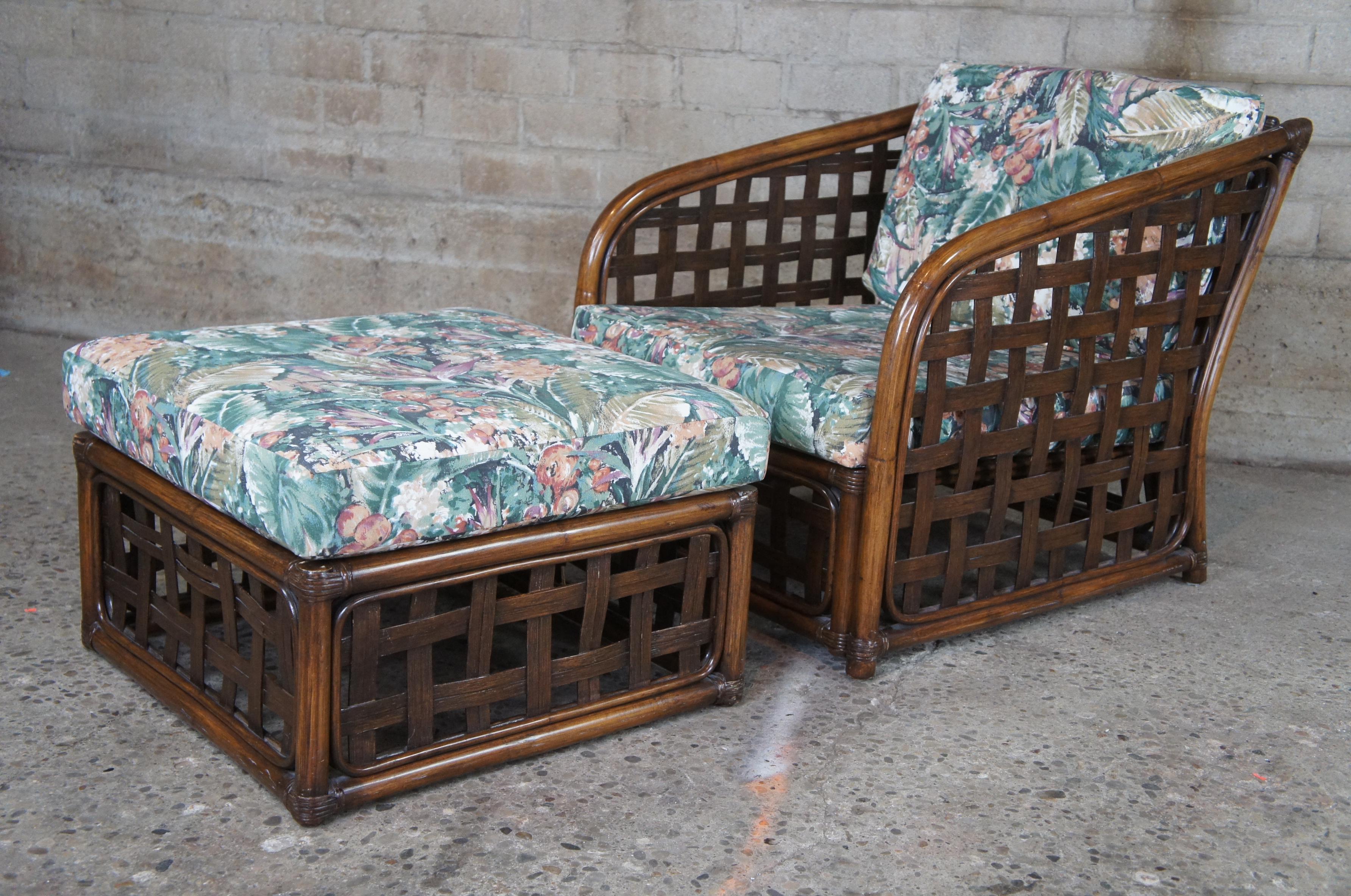 6 Piece Mid-Century Modern Ficks Reed Bamboo & Rattan Patio Furniture Set 2