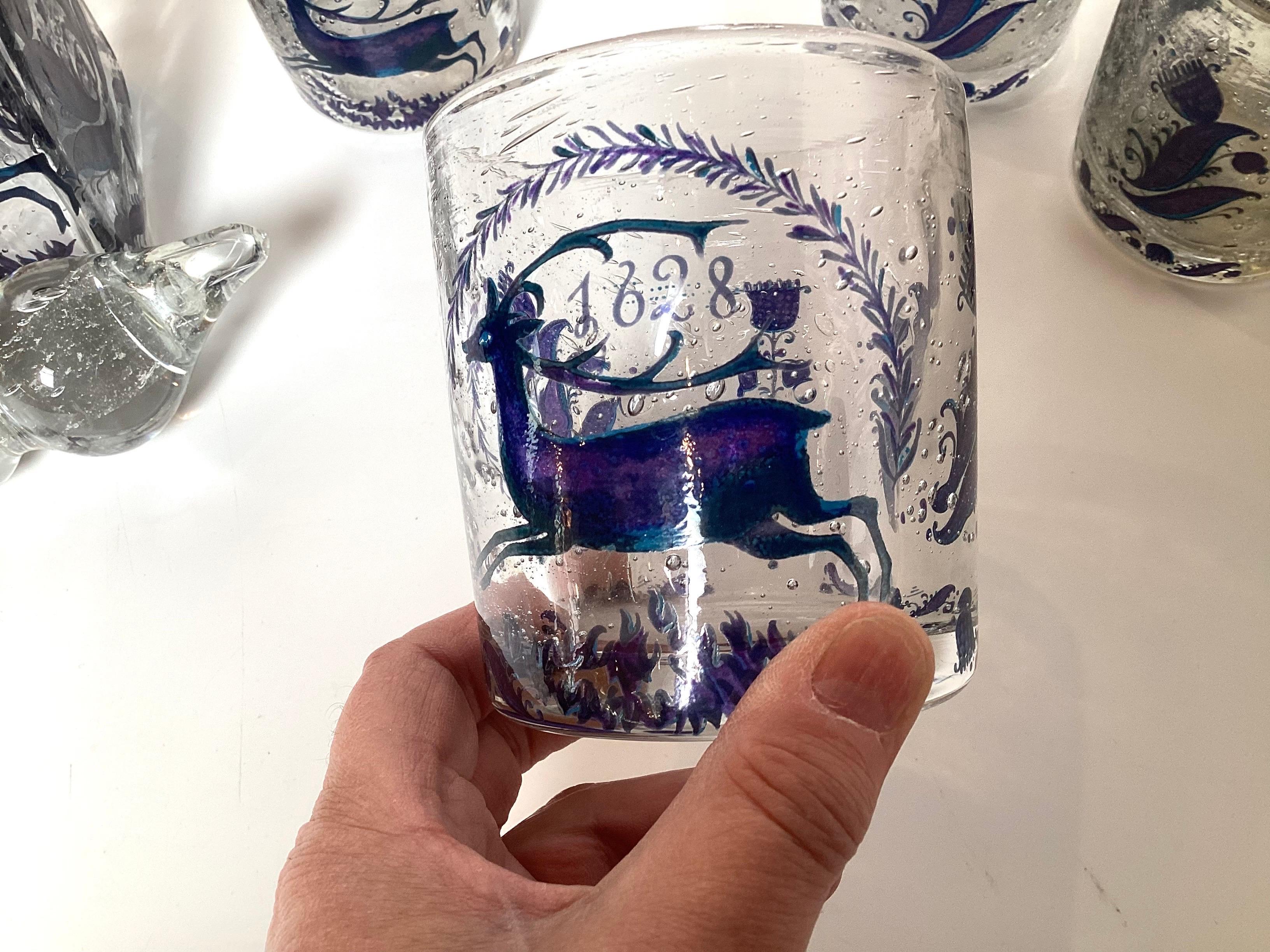 Set di 6 pezzi di decanter soffiati a mano in stile metà secolo moderno in vendita 1