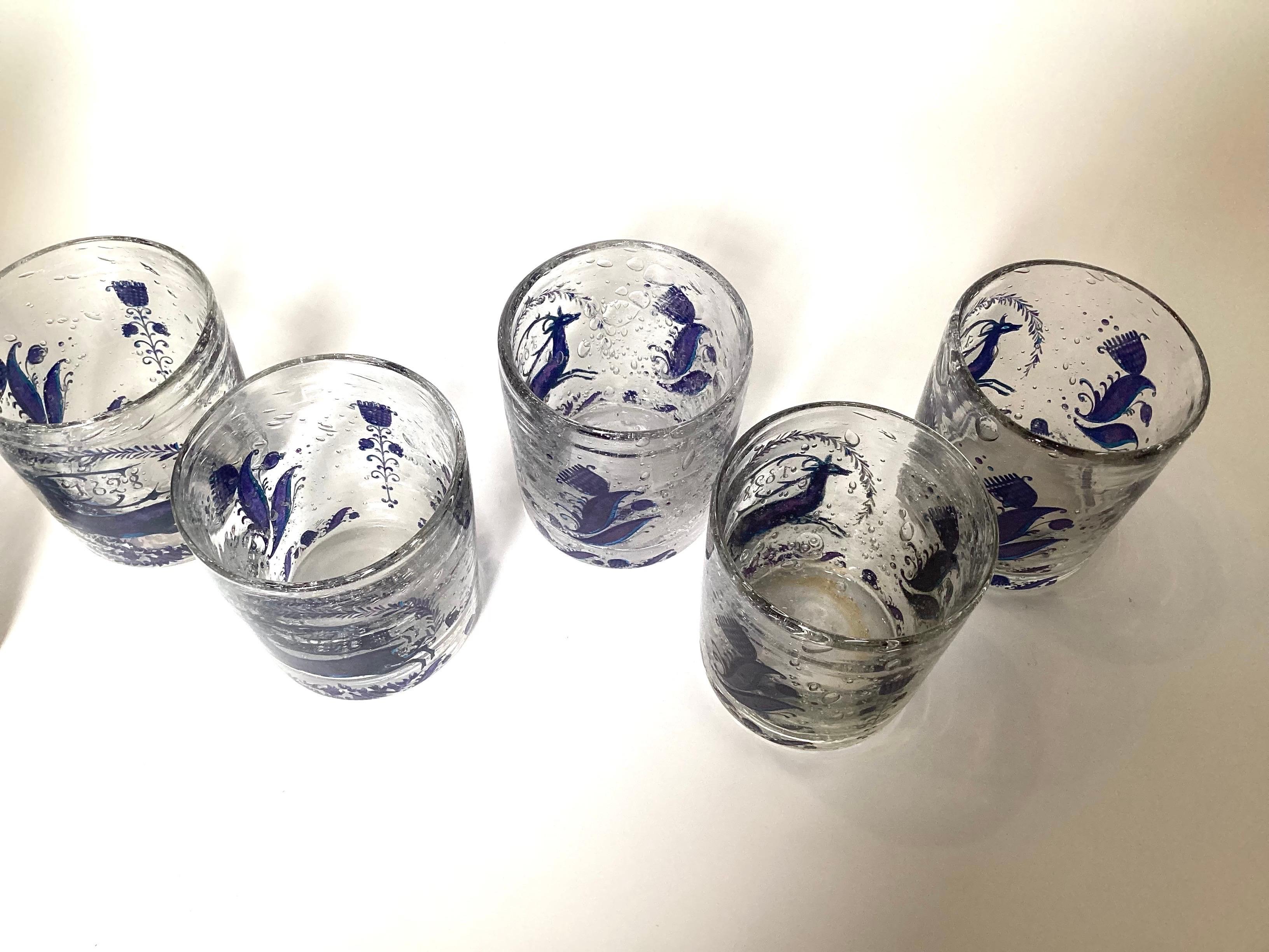 Set di 6 pezzi di decanter soffiati a mano in stile metà secolo moderno in vendita 2