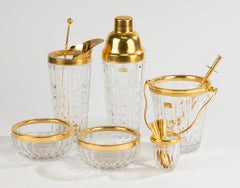 6-Piece Set Barware - Val Saint Lambert Crystal - Hollywood Regency Style