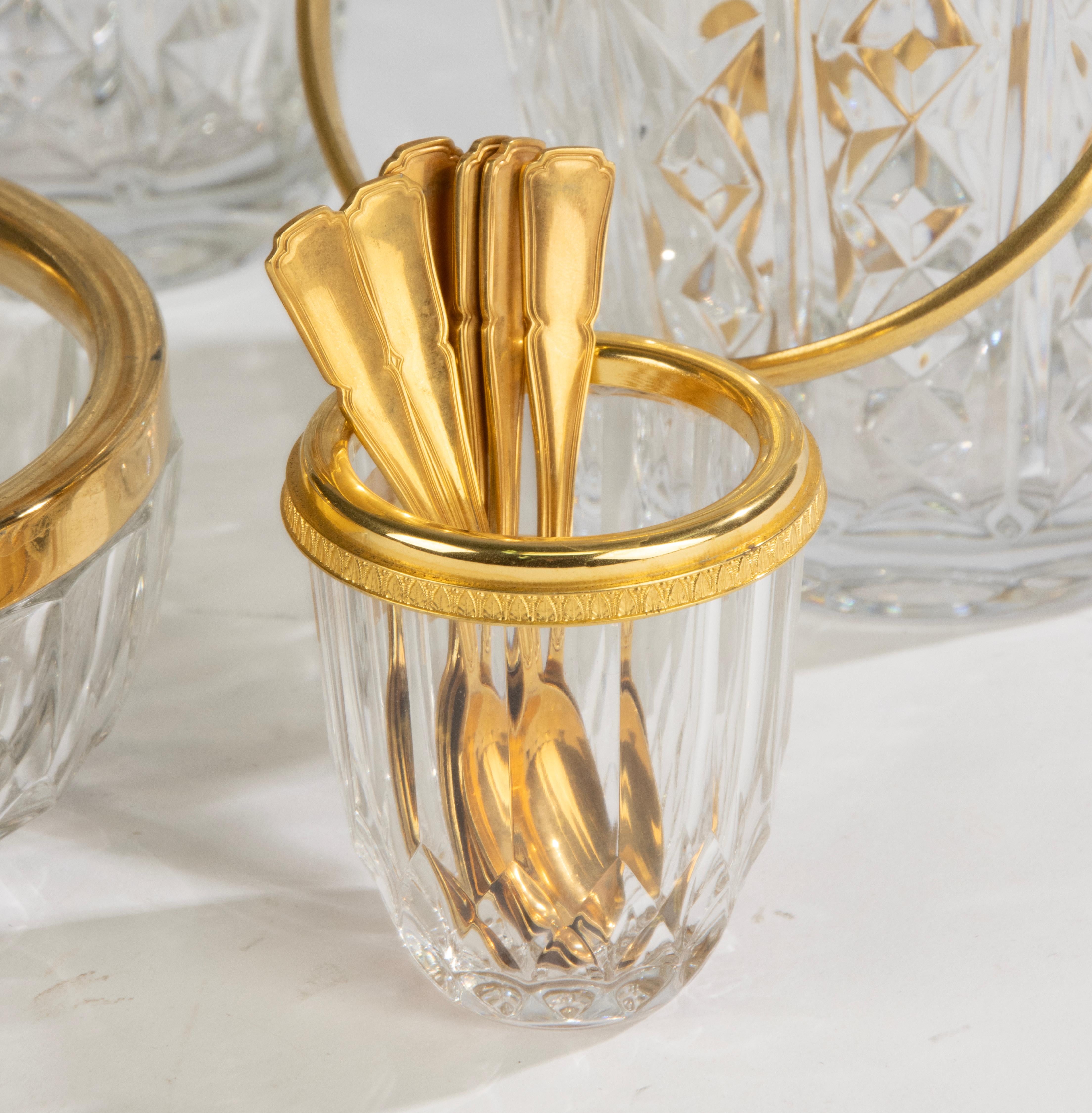 Juego de 6 piezas para bar - Val Saint Lambert Cristal - Estilo Hollywood Regency Belga en venta