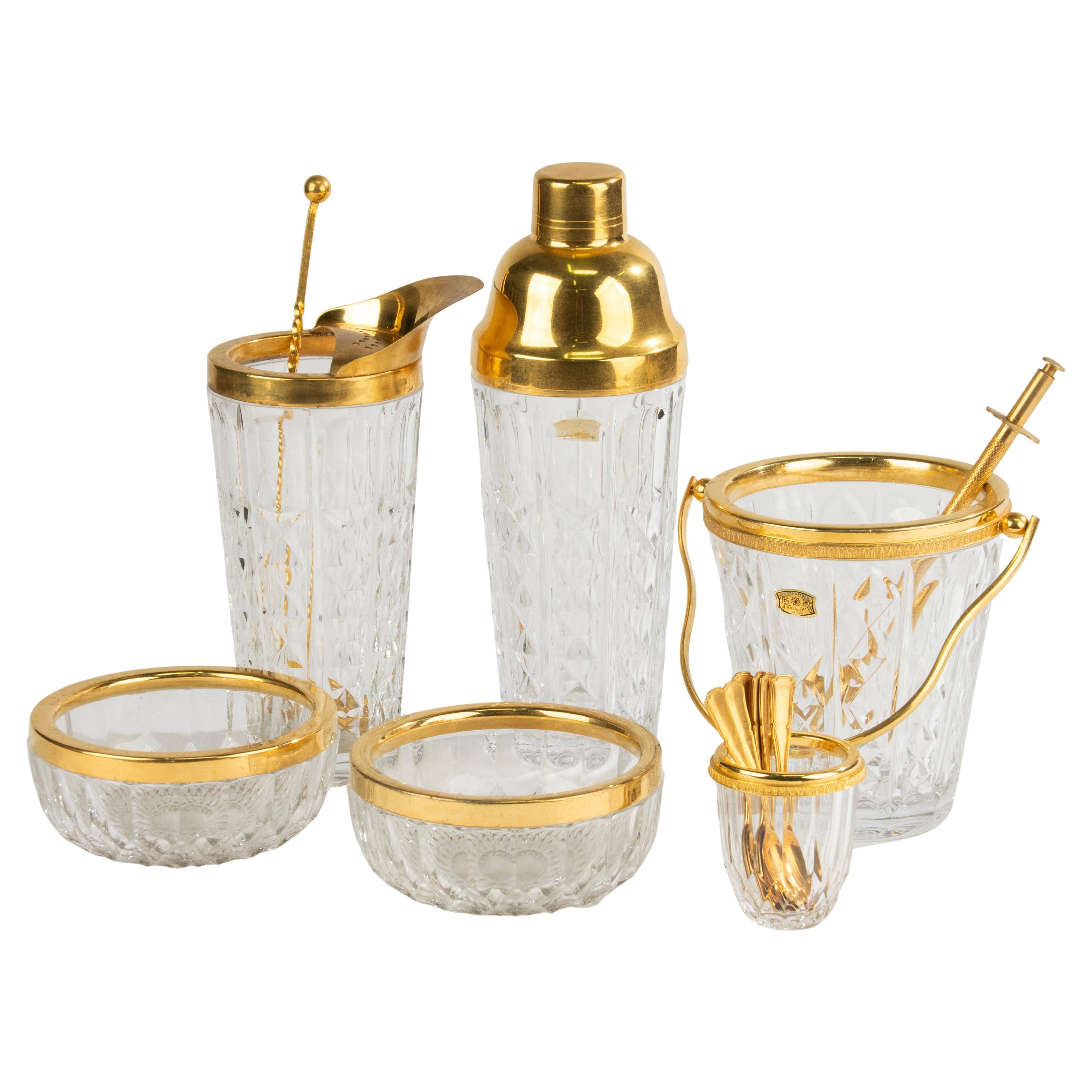 Set da bar da 6 pezzi - Cristallo Val Saint Lambert - Stile Hollywood Regency