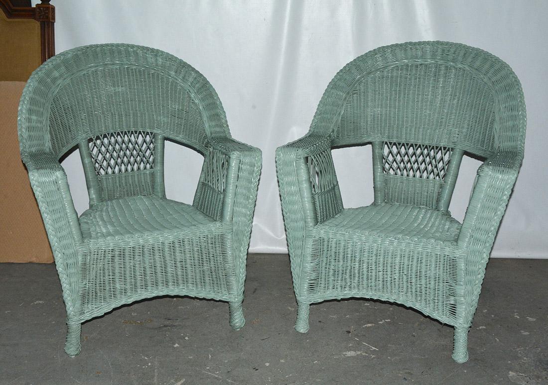 20th Century 6 Piece Wicker Set, Sofa, 2 Chairs, 2 Rockers and Table