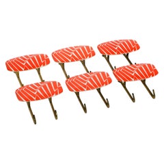 6 pieces of beautiful Italian Mid Century wall hooks made of brass and bakelite