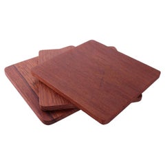 3 Pieces Vintage Solid Teak Wood Coasters, 60 Denmark