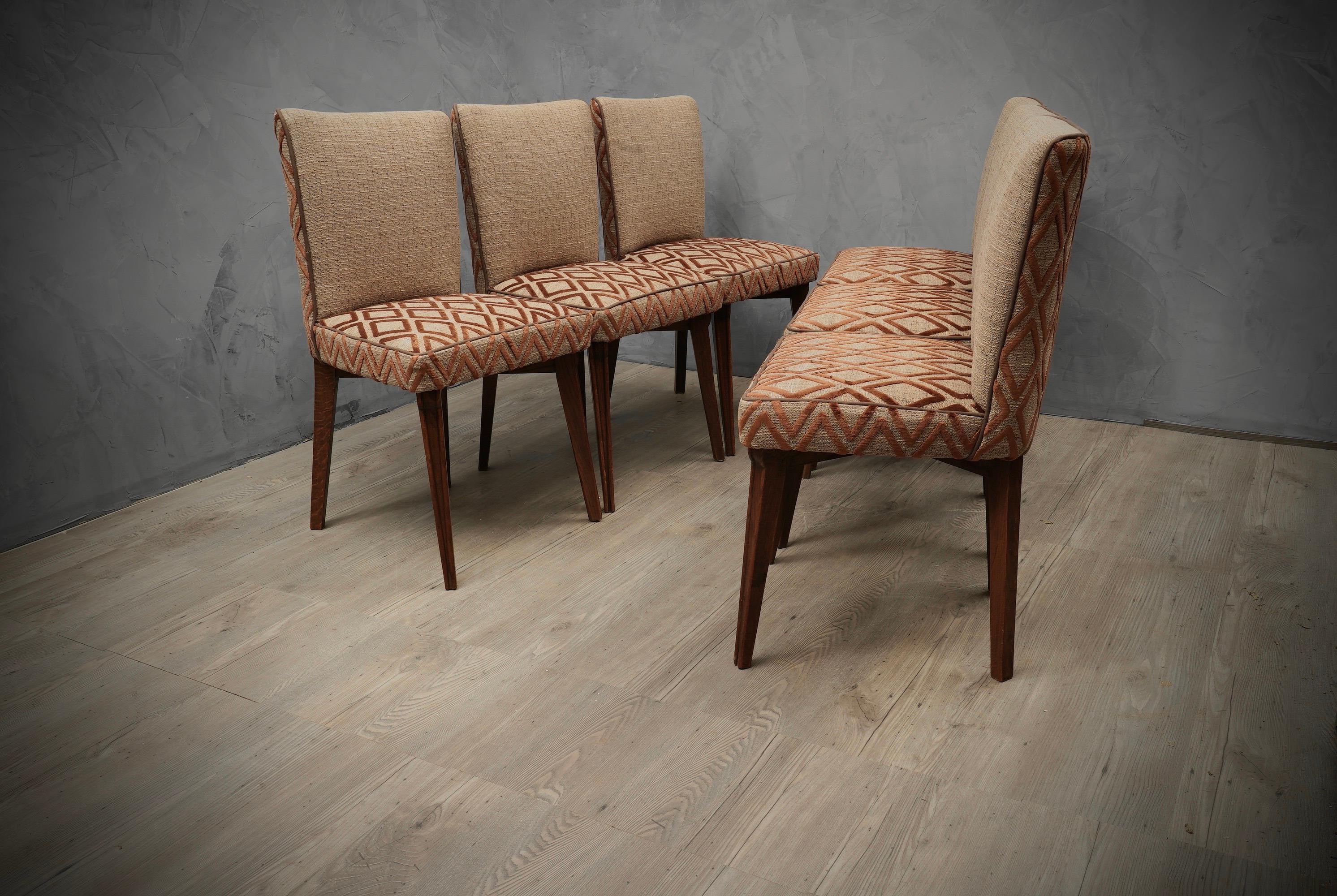 Pierluigi Colli Ash Wood and Brown Fabric Italian Dinning Room Chairs, 1950 For Sale 4