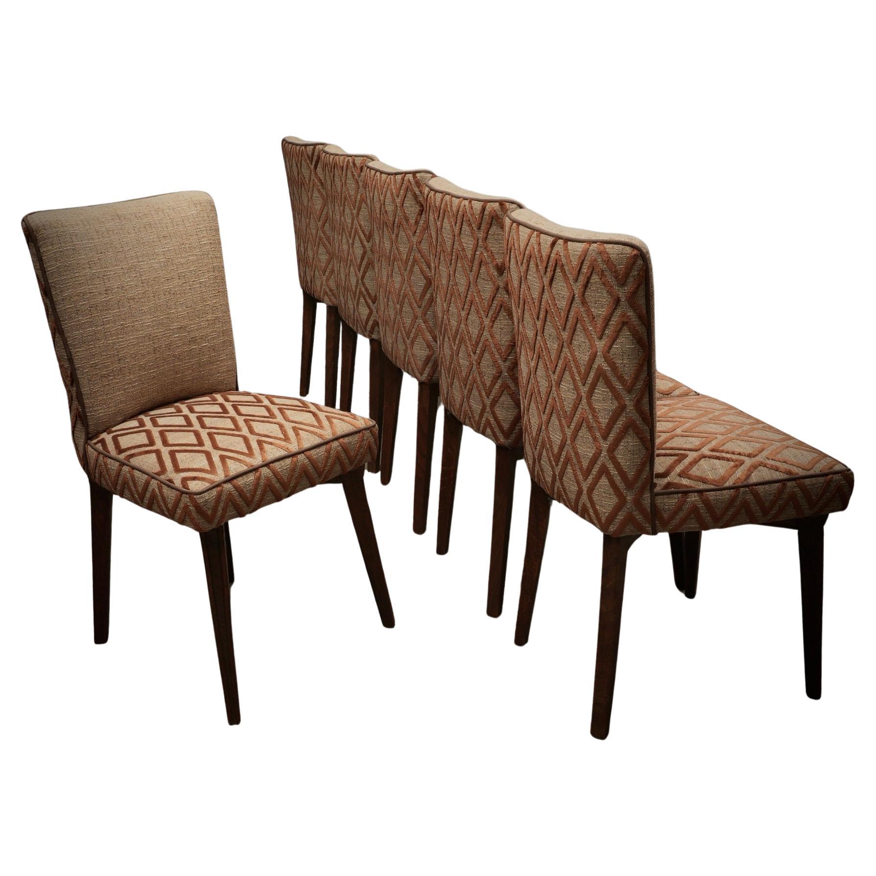 Pierluigi Colli Ash Wood and Brown Fabric Italian Dinning Room Chairs, 1950 For Sale