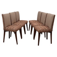 6 Pierluigi Colli Ash Wood and Fabric Italian Chairs, 1950
