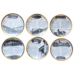 Vintage 6 Piero Fornasetti Porcelain Plates with Recipes Specialita Bolognese