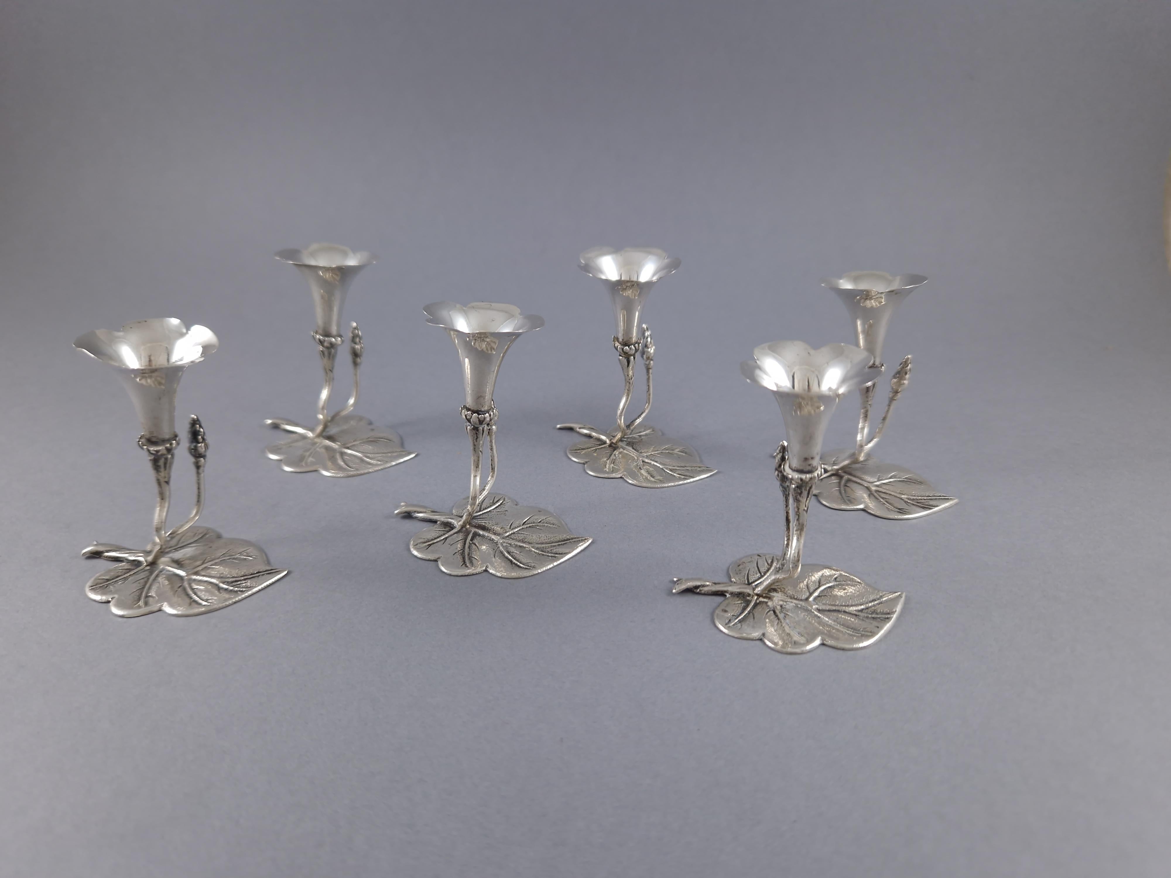 Italian 6 Place Card Holders / Bouquet Doors in Sterling Silver For Sale