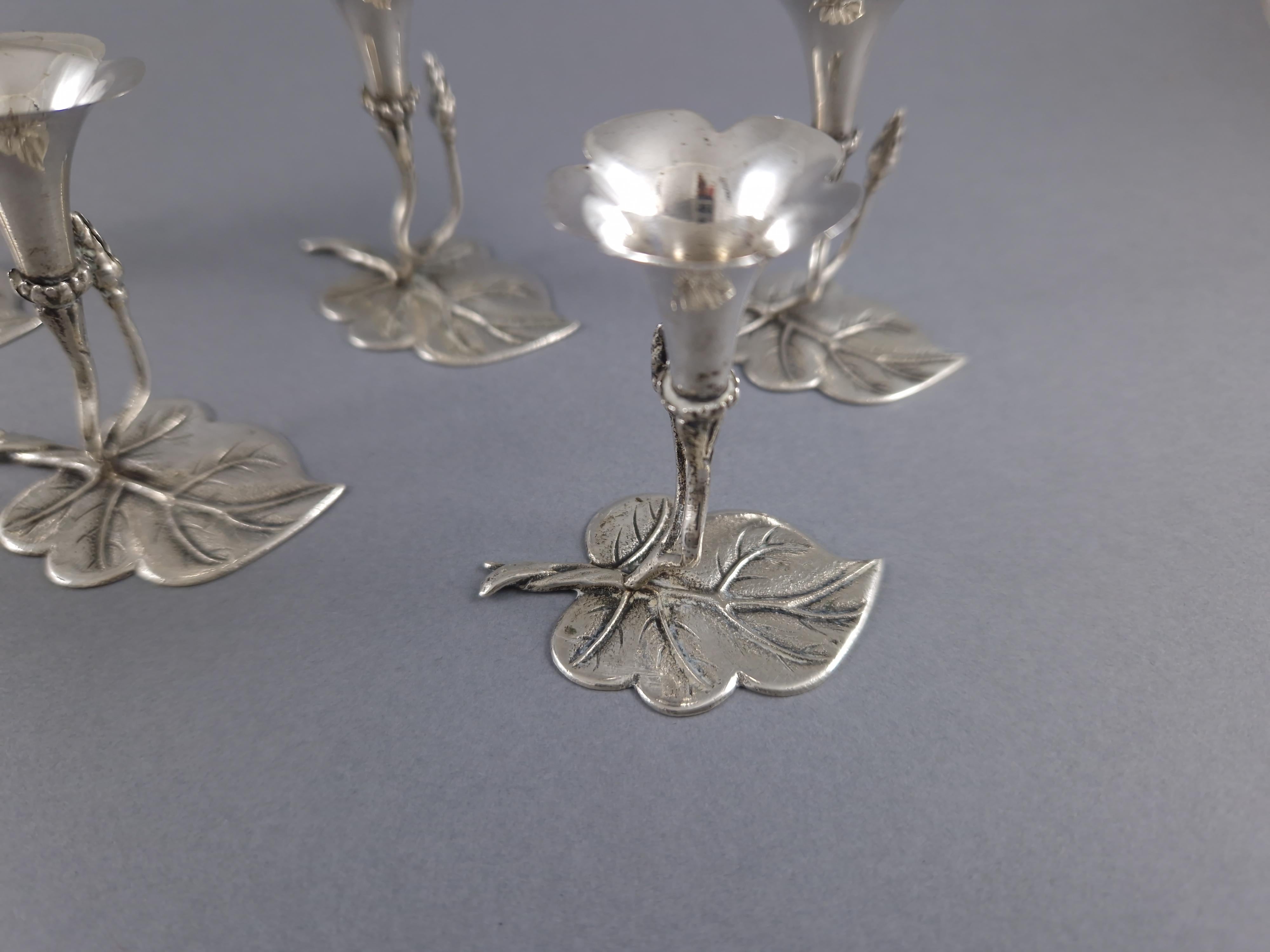 6 Place Card Holders / Bouquet Doors in Sterling Silver In Excellent Condition For Sale In Saint-Ouen, FR