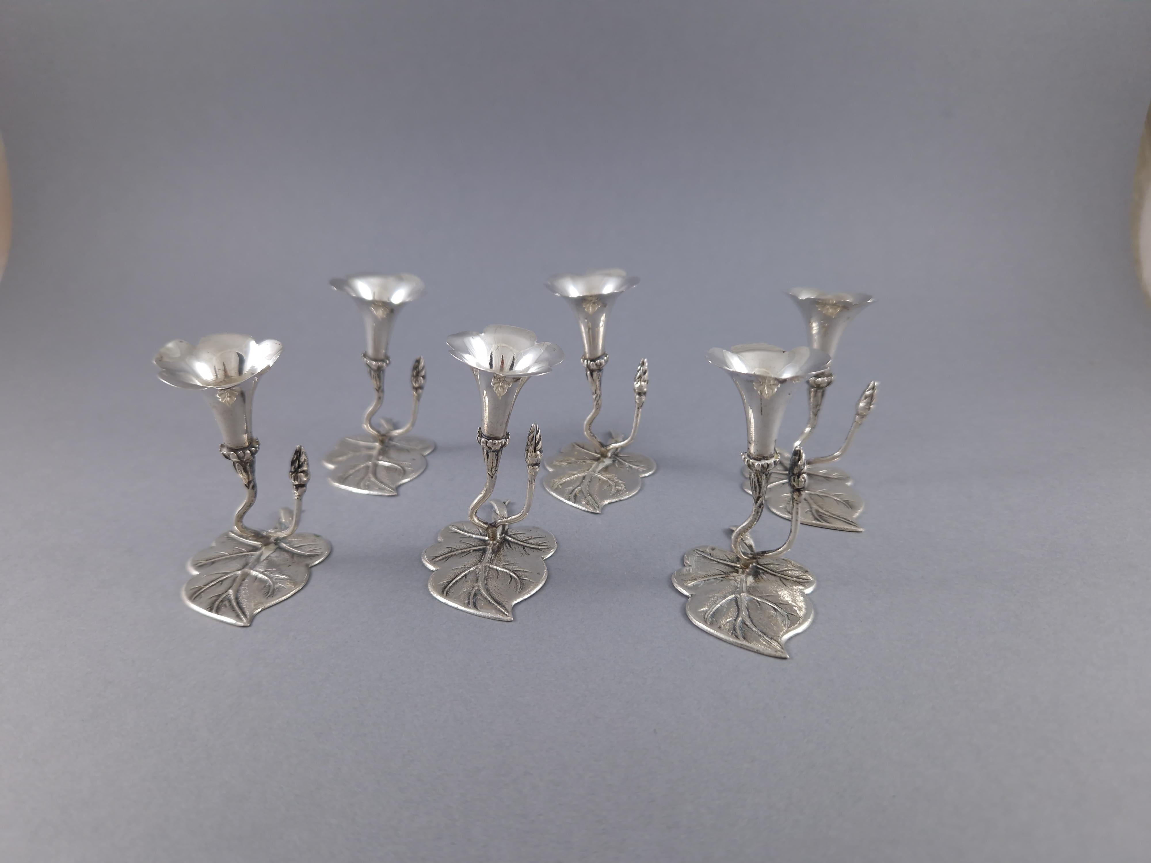 Late 20th Century 6 Place Card Holders / Bouquet Doors in Sterling Silver For Sale