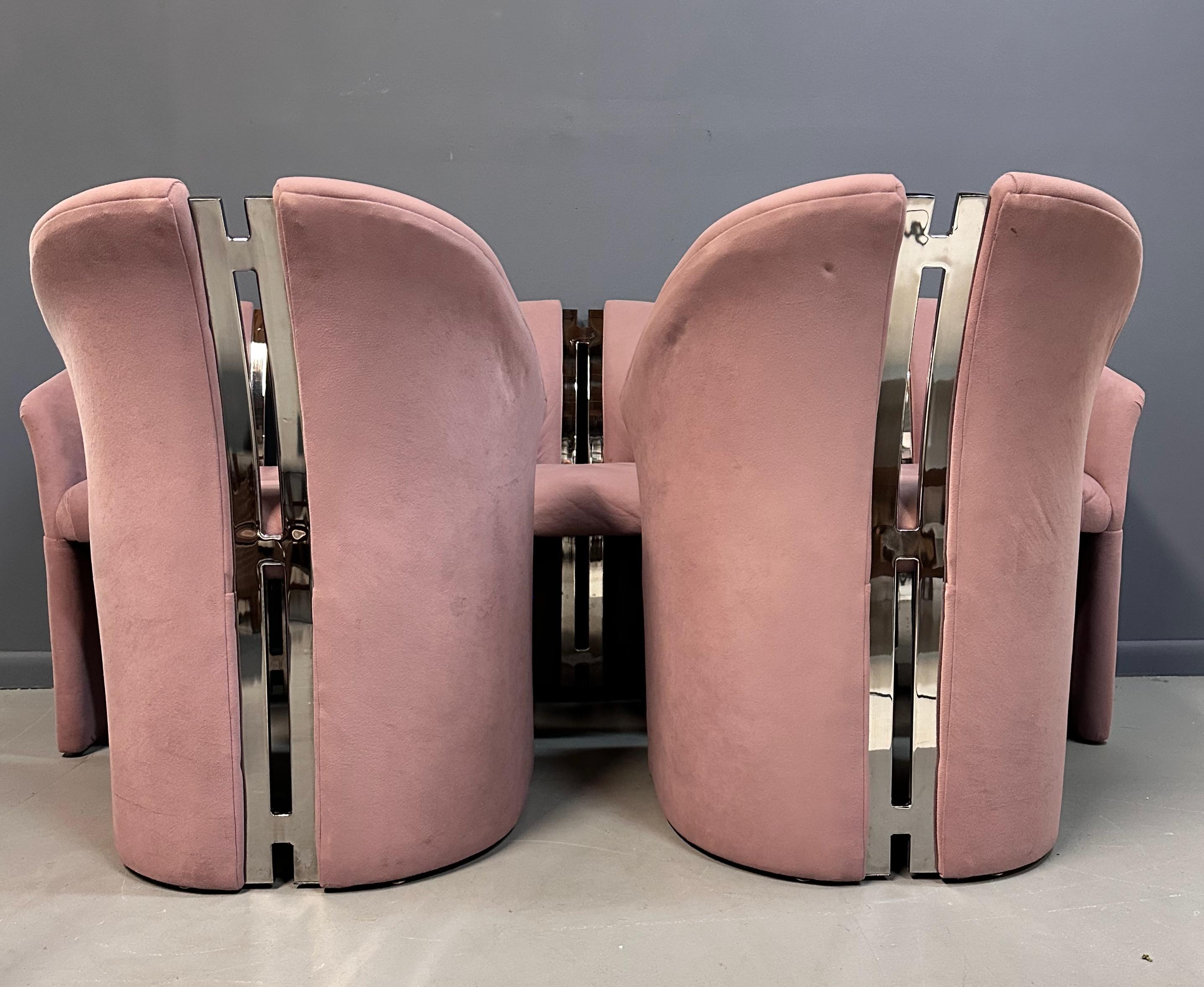 North American Set of 6 Post Modern Arm/Dining chairs w/Chrome after Pierre Cardin by Carsons