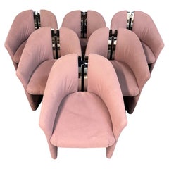 Set di 6 poltrone/pranzo postmoderne con cromatura di Pierre Cardin di Carsons