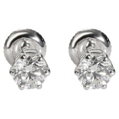 clou d'oreille avec diamant à 6 griffes en or blanc 14k G SI2 1.00 CTW