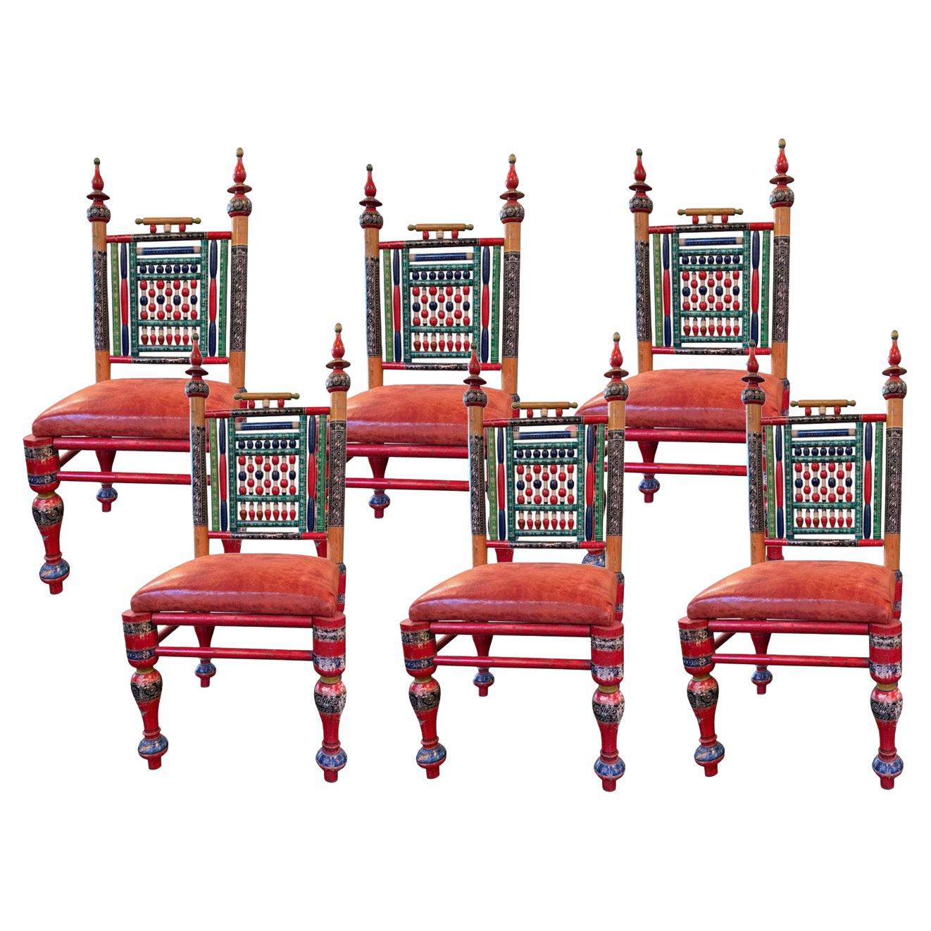 6 Punjabi Indian Chairs, Perhaps Wedding Chairs For Sale