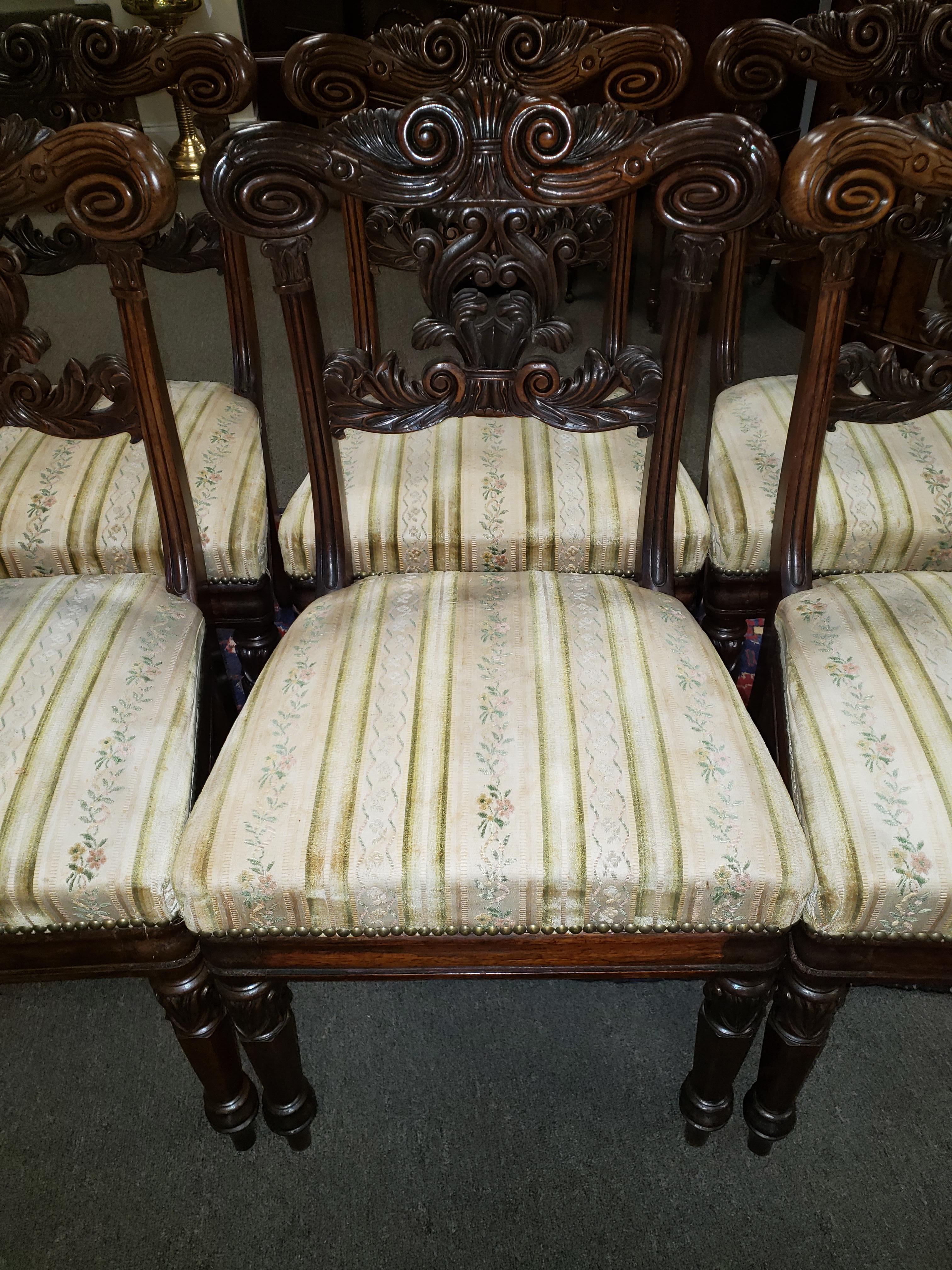Early 19th Century '6' R Strahan Irish Regency Rosewood Dining Chairs For Sale