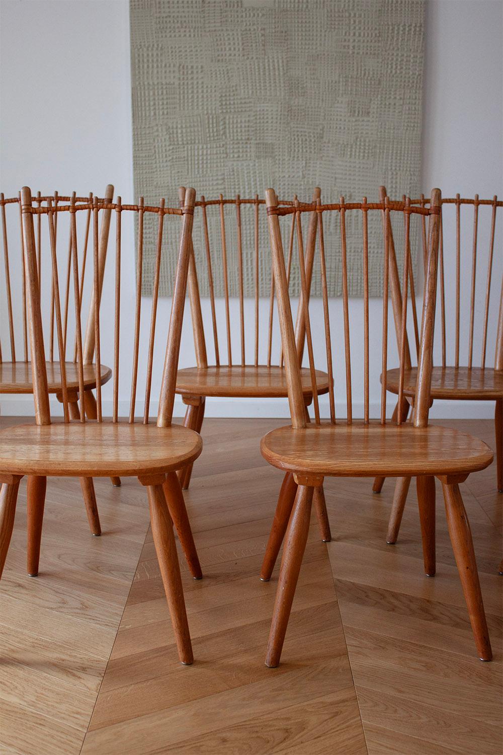 German 6 Rare Albert Haberer Dining Chairs from 1950 For Sale