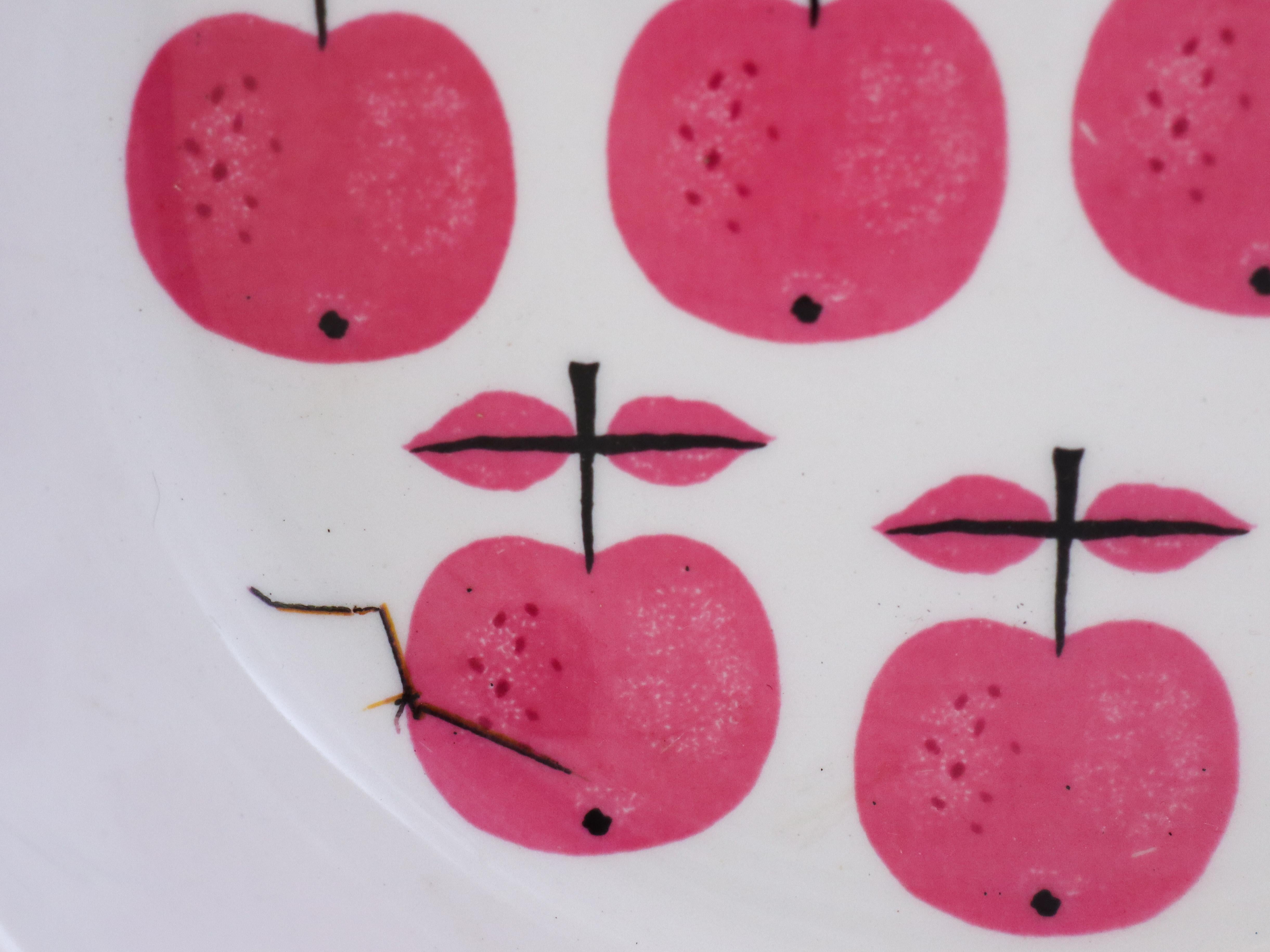6 Raros cuencos de desayuno - Pall - Stig Lindberg - Gustavsberg 1963 - Manzanas rosas en venta 1
