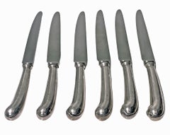 6 rare Georgian Pistol grip Knives, London C.1720, Britannia silver mark.