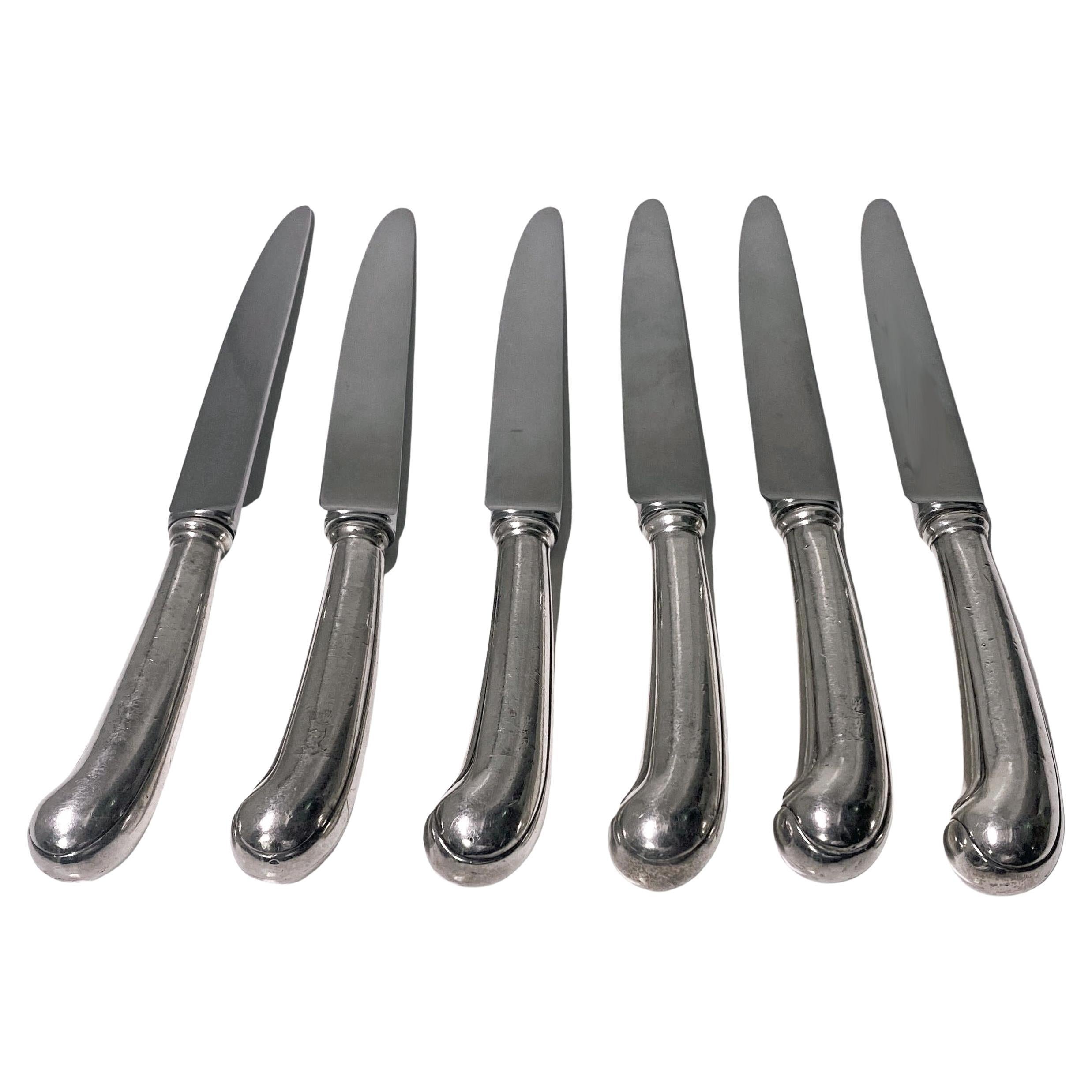 Antique Boxed Set of 12 Pairs Pistol Grip Fruit Forks and Knives, 1905