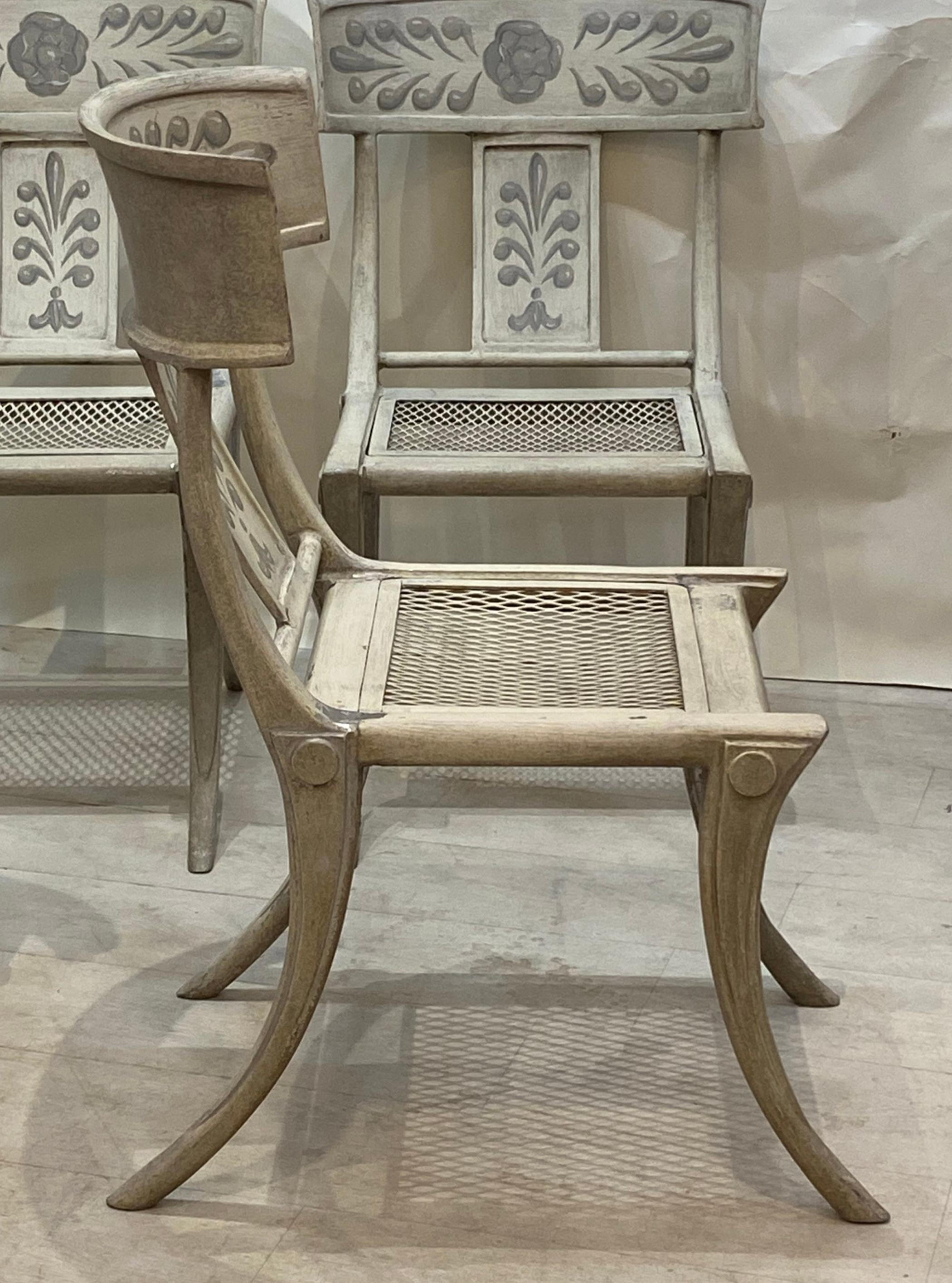 20th Century 6 Rare Swedish Neoclassical Painted Metal Klismos Dining Chairs