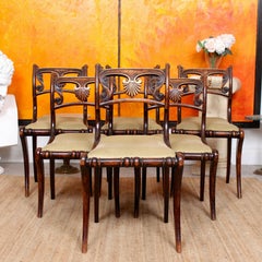 6 Regency Dining Chairs Harlequin Painted Rosewood Carved
