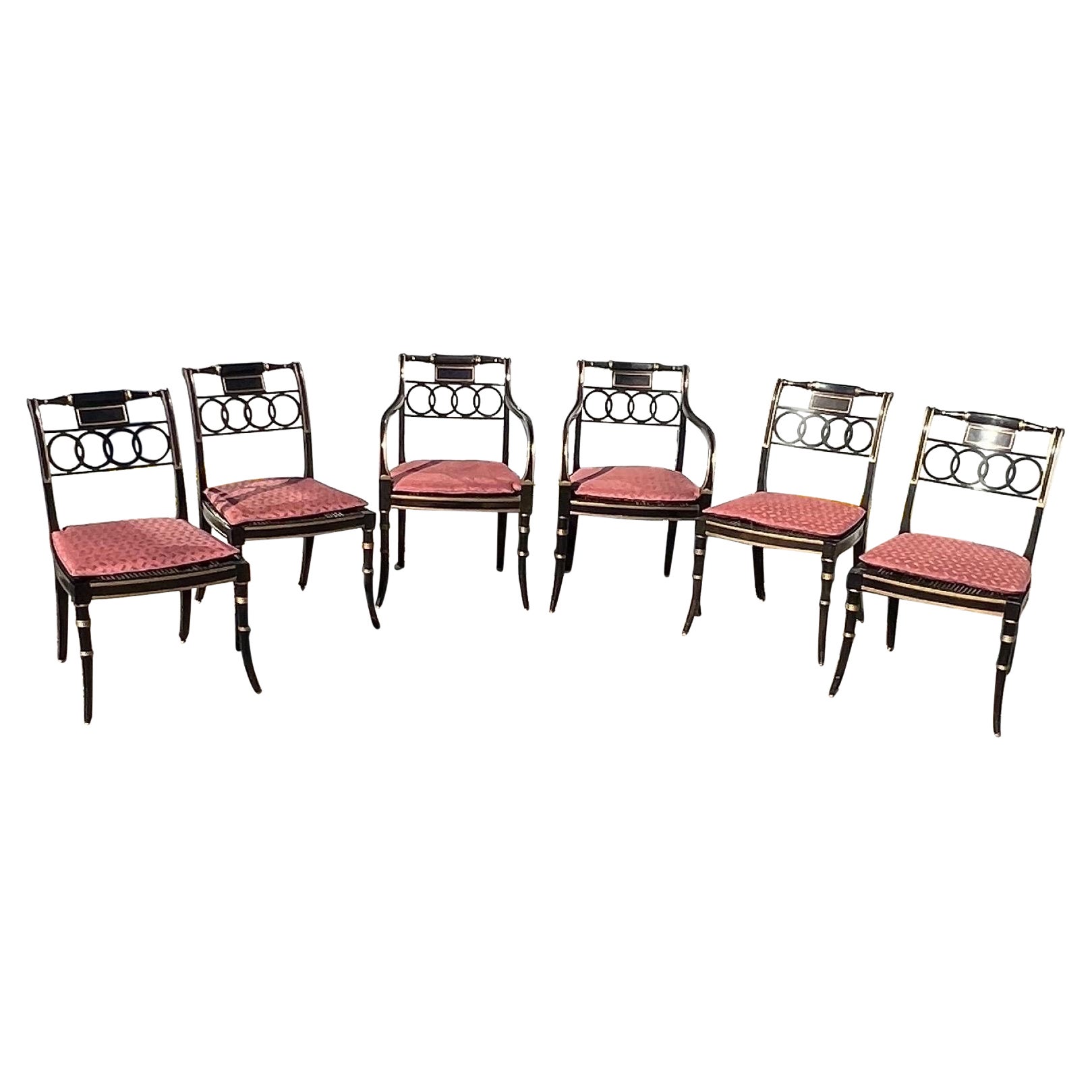 6 Regency Style Dining Chairs Historic Charleston Collection by Baker