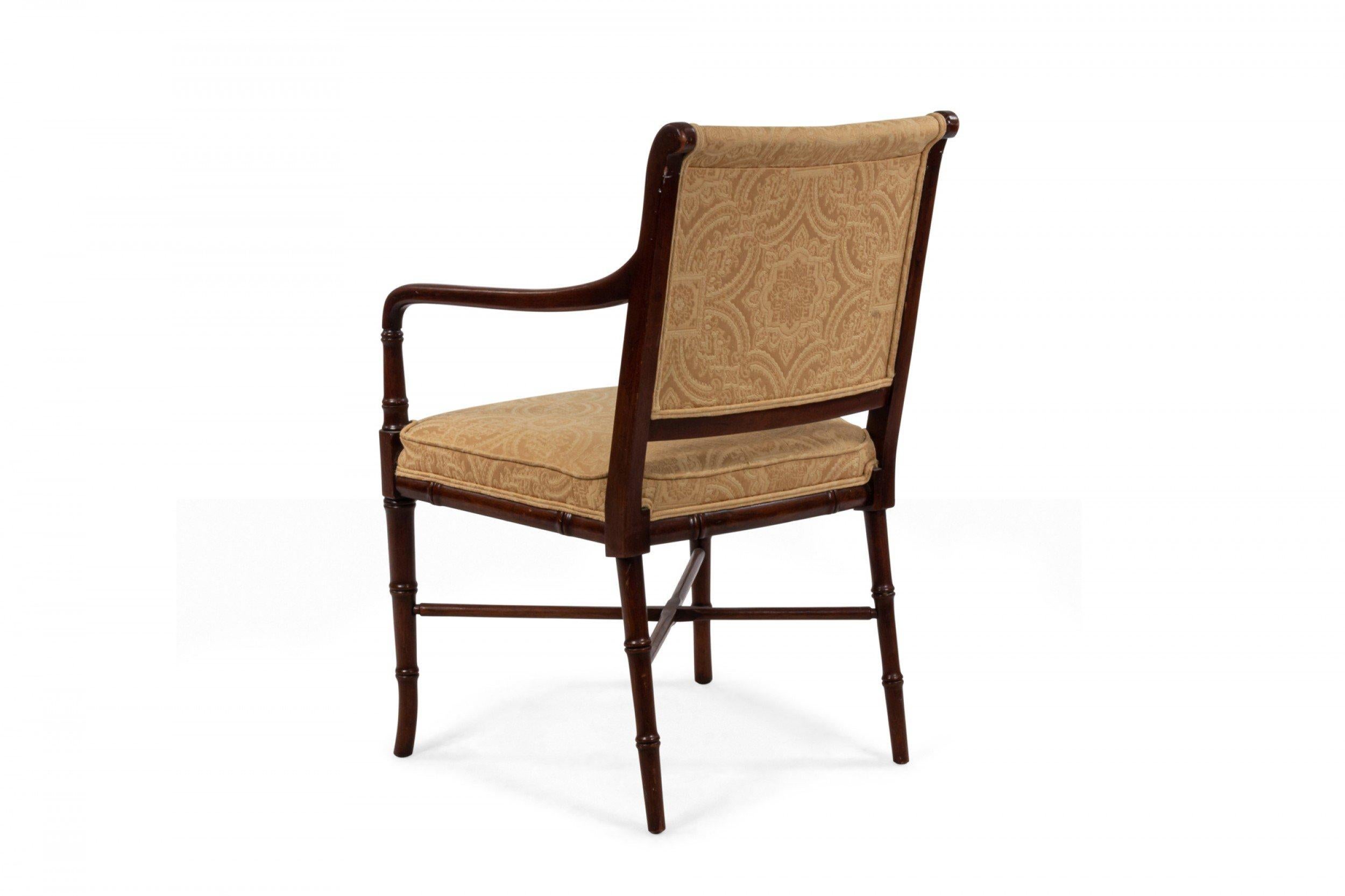 6 Mahagoni-Sessel im Regency-Stil mit gelber Damastpolsterung im Angebot 2