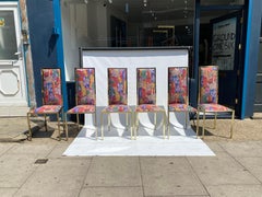 6 Renato Zevi 1970s Brass Dining Chairs Yves Saint Laurent 80s Hollywood Italian
