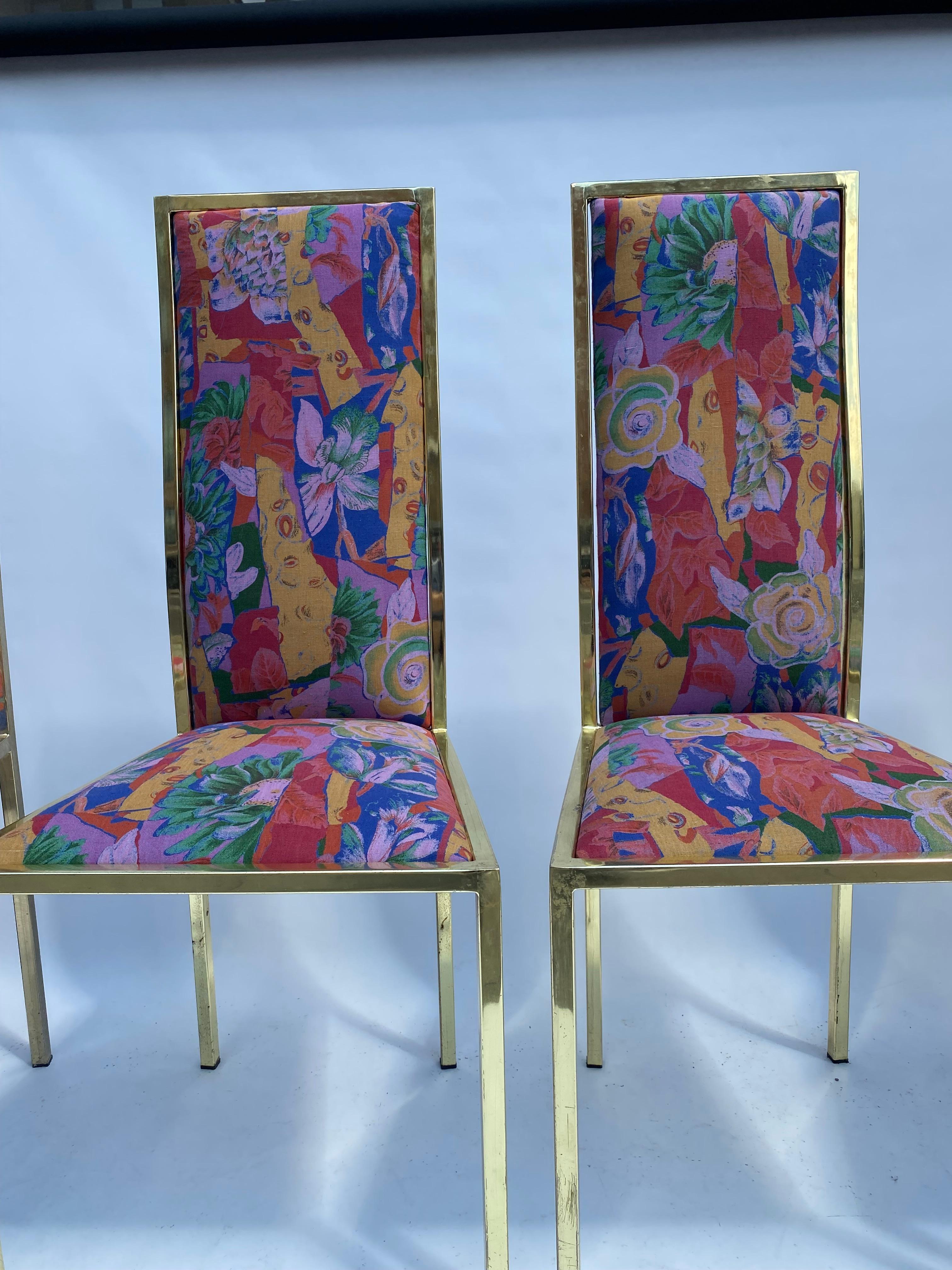 6 Renato Zevi 1970er Messing Esszimmerstühle Yves Saint Laurent 80er Jahre Hollywood Italienisch (Beschichtet) im Angebot