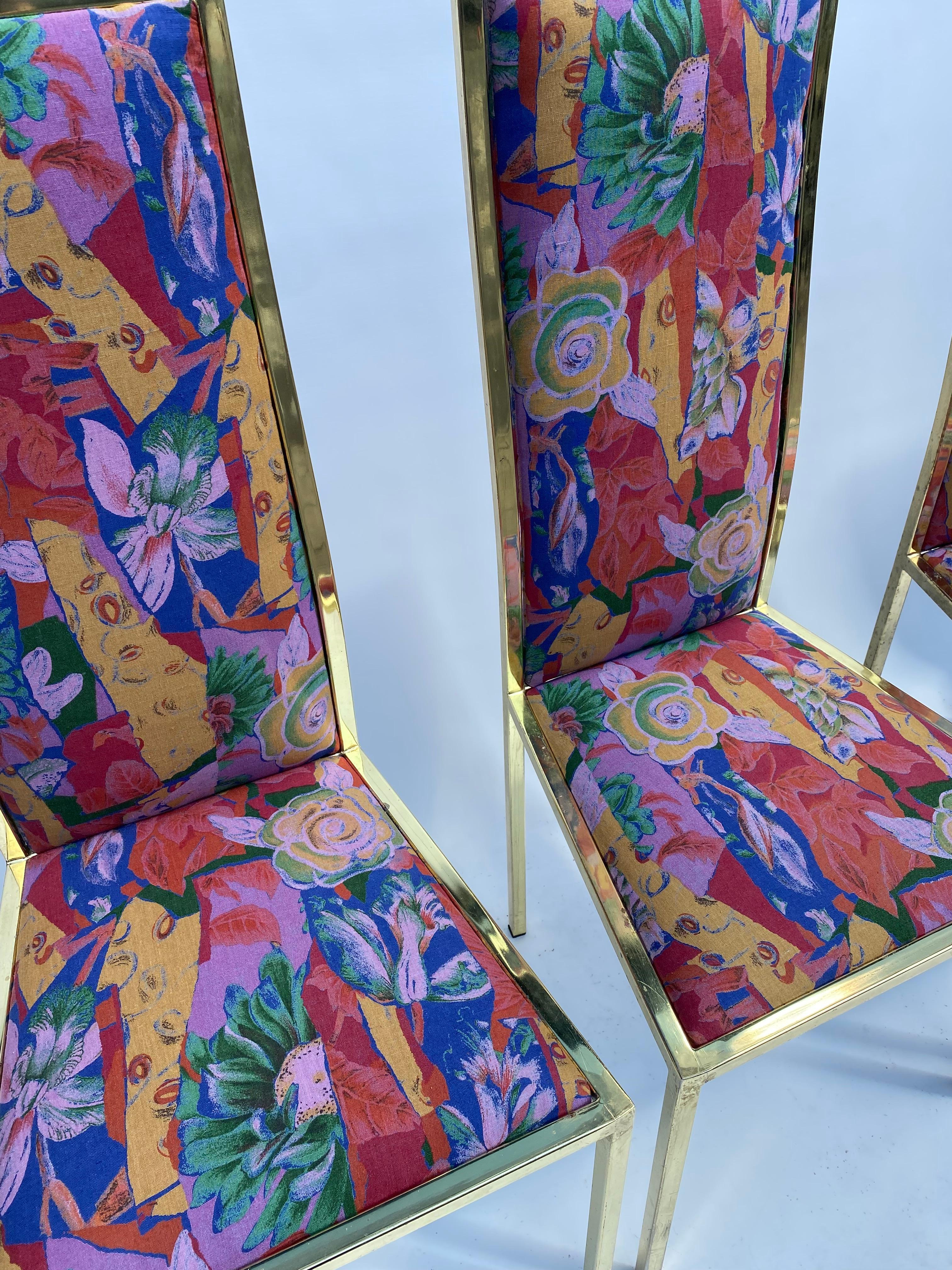 6 Renato Zevi 1970er Messing Esszimmerstühle Yves Saint Laurent 80er Jahre Hollywood Italienisch (Ende des 20. Jahrhunderts) im Angebot