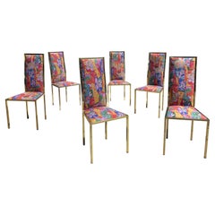 6 Renato Zevi 1970s Brass Dining Chairs Yves Saint Laurent 80s Hollywood Italian