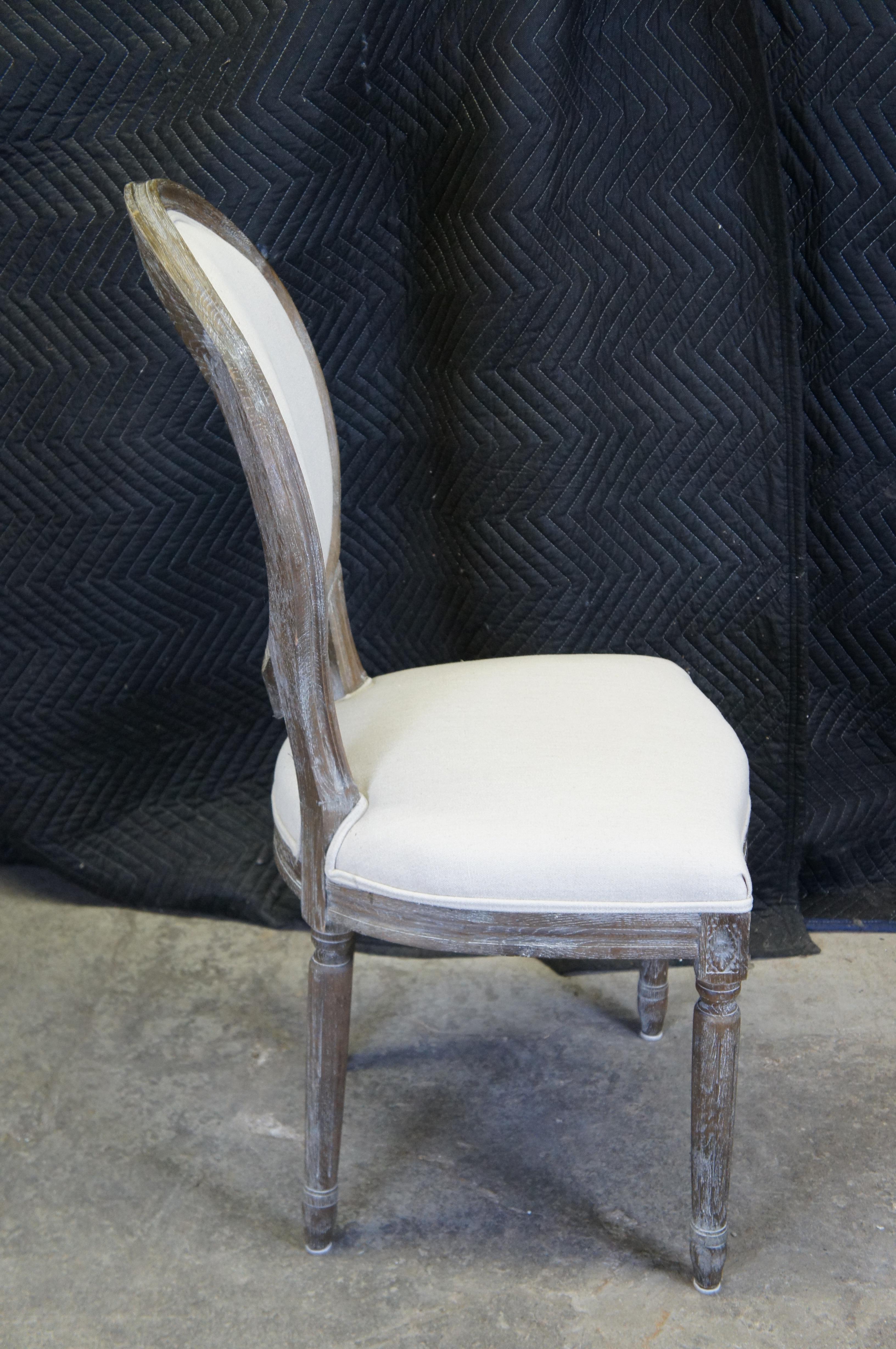 6 Restoration Hardware French Country Tuscan Linen Side Dining Chairs 5